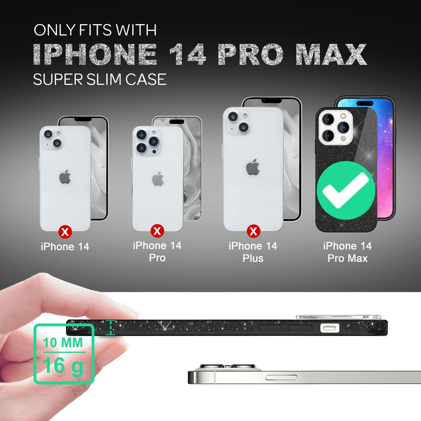 Carcasă pentru iPhone 14 Pro Max - Carcasă de telefon din silicon cu sclipici și diamant