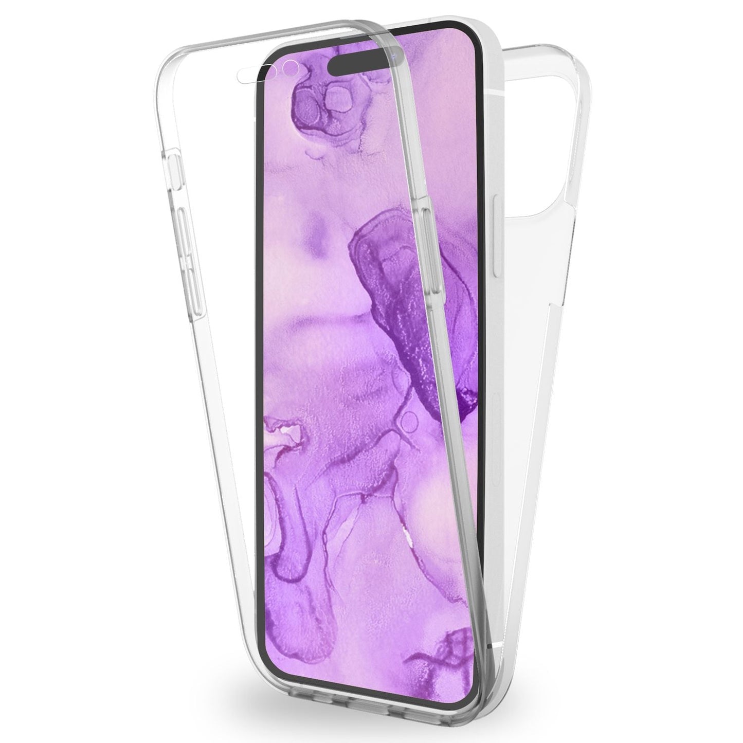 NALIA Berlin 360Guard Transparente Schutz Hülle - Kompatibel Mit iPhone 14 Pro Max, TPU Klar, 360 Grad Rundumschutz
