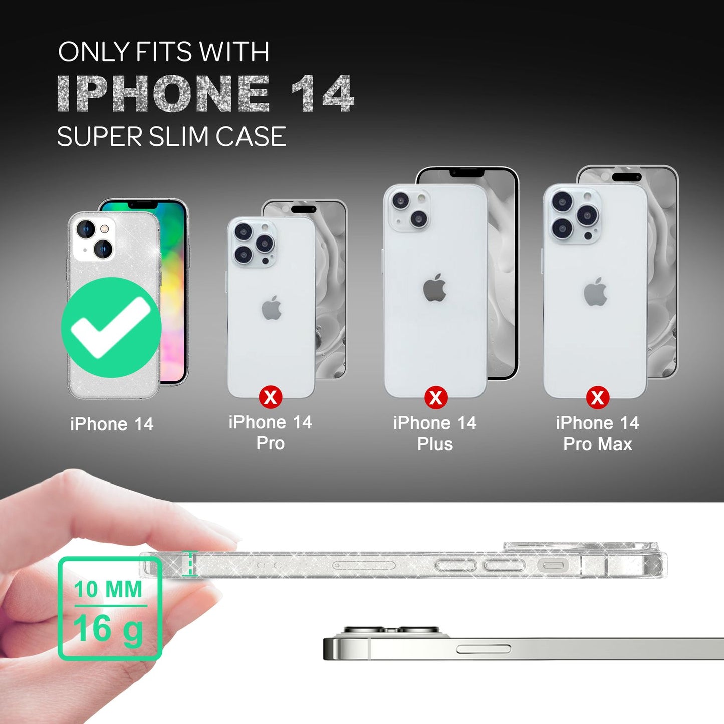 Husa NALIA Berlin Dazzlin cu sclipici - Design transparent strălucitor pentru iPhone 14 Plus Slim