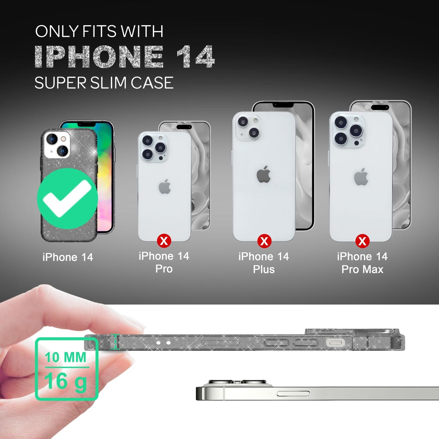 Husa NALIA Berlin Dazzlin cu sclipici - Design transparent strălucitor pentru iPhone 14 Plus Slim