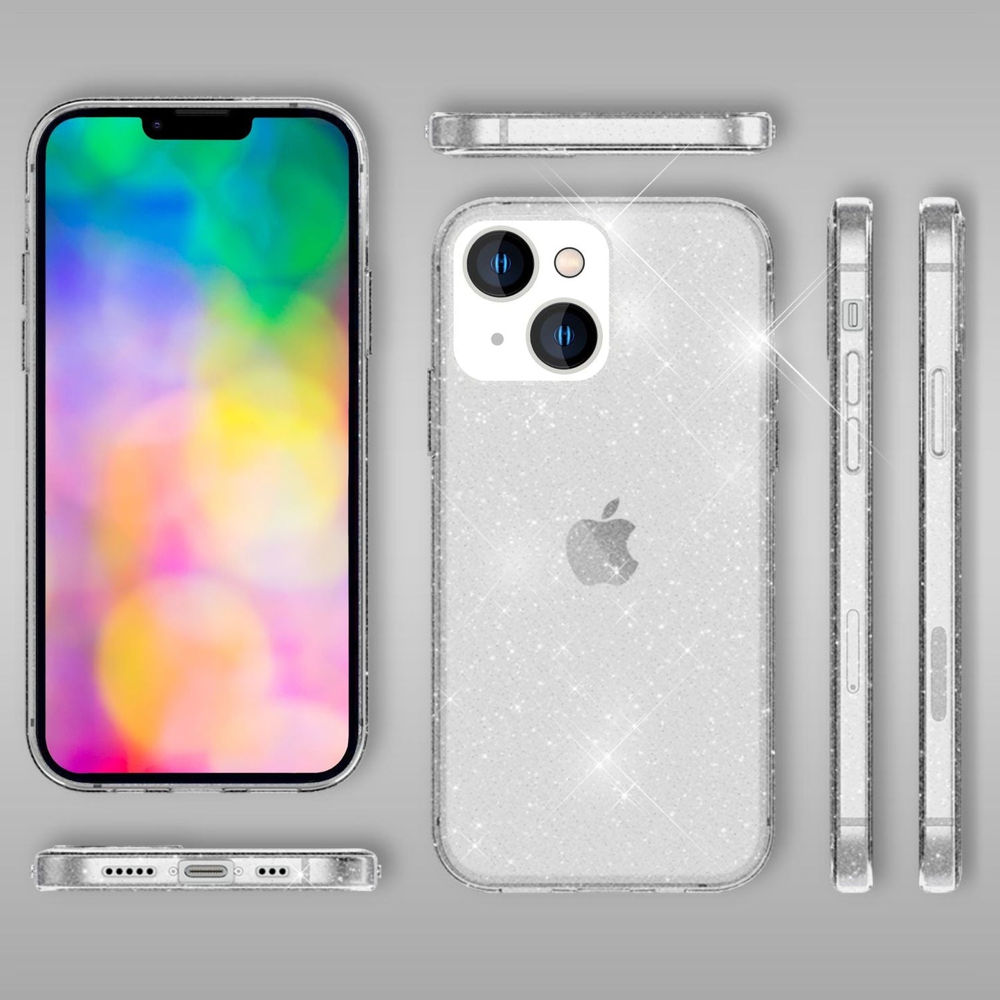 Husa NALIA Berlin Dazzlin cu sclipici - Design transparent strălucitor pentru iPhone 14 Plus Slim