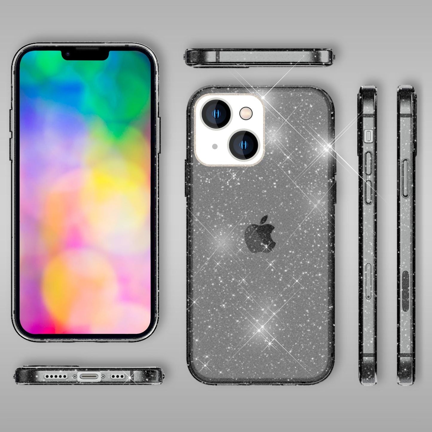 Husa NALIA Berlin Dazzlin cu sclipici - Design transparent strălucitor pentru iPhone 14 Plus Slim