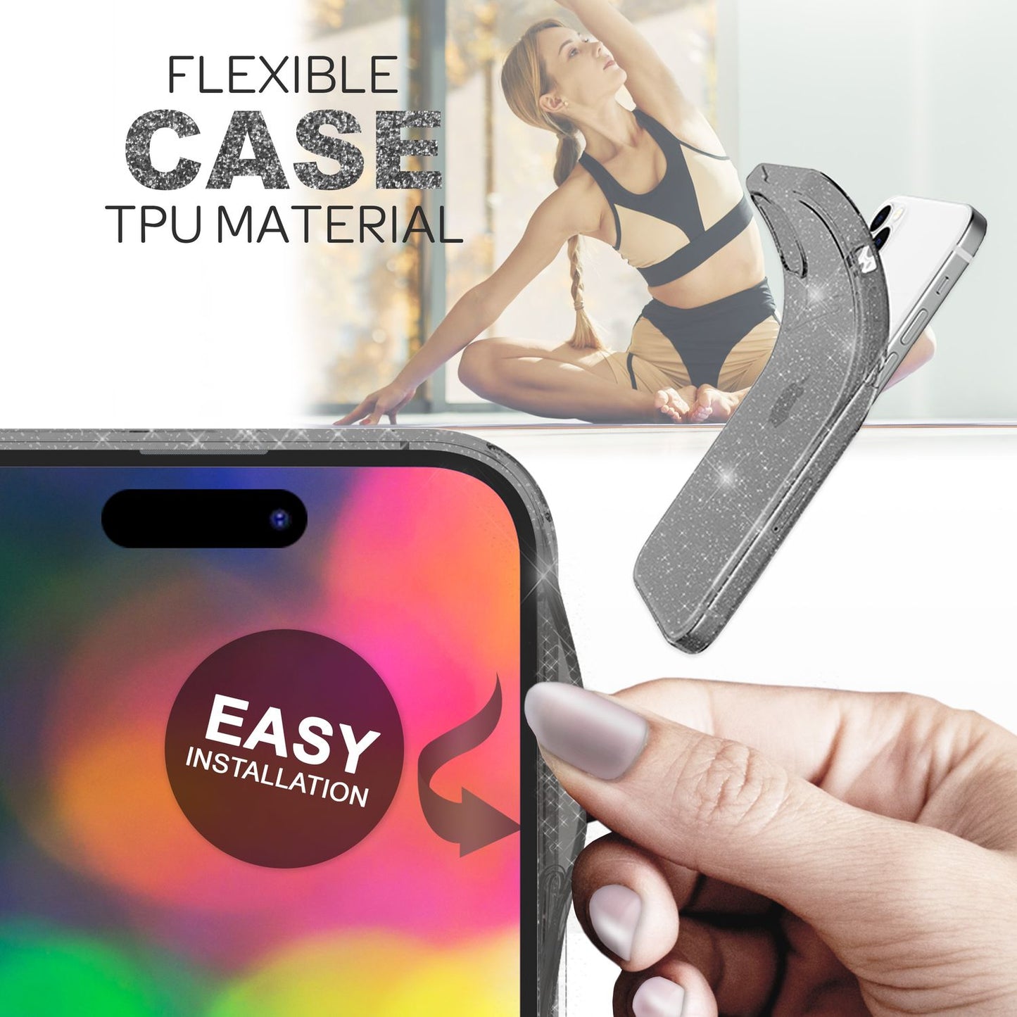 Hülle für iPhone 14 Pro - Glitzer Handyhülle Durchsichtig Anti-Gelb Glitter Case