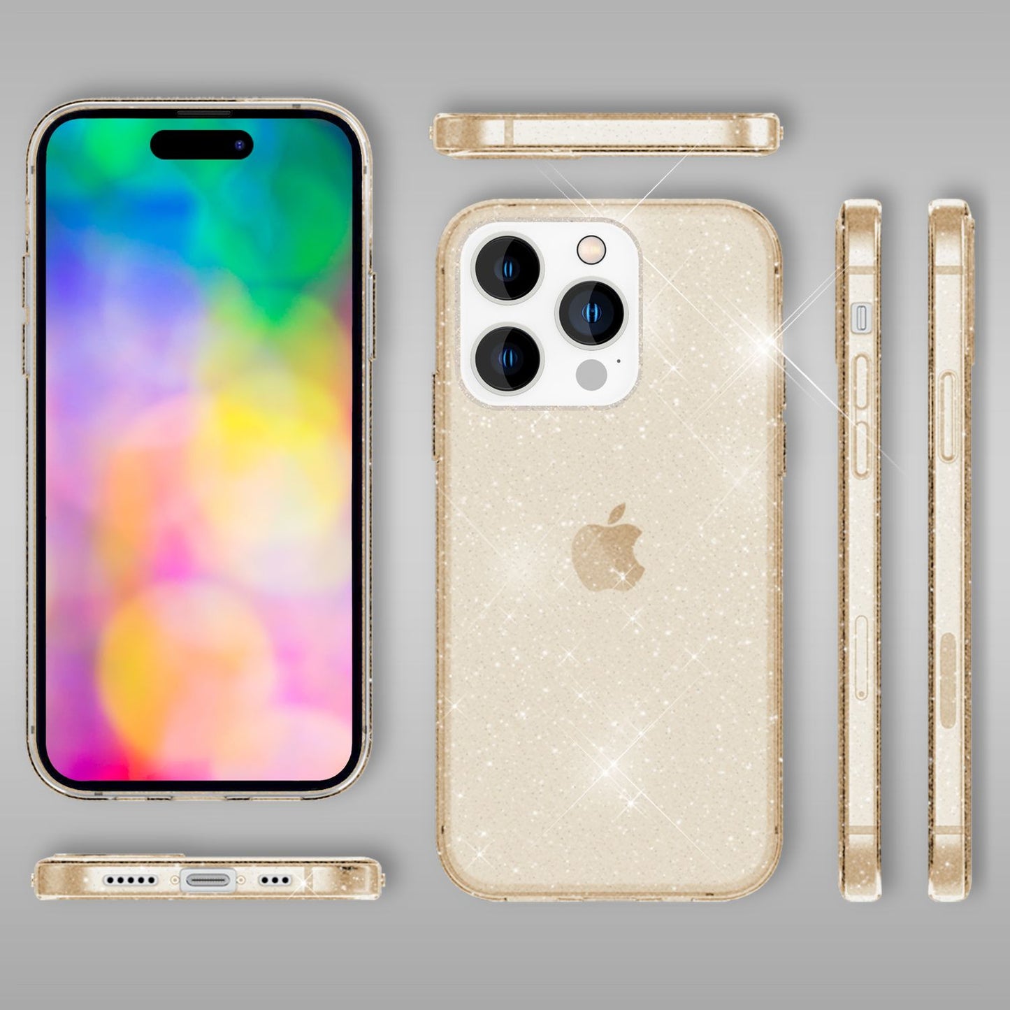 Hülle für iPhone 14 Pro - Glitzer Handyhülle Durchsichtig Anti-Gelb Glitter Case