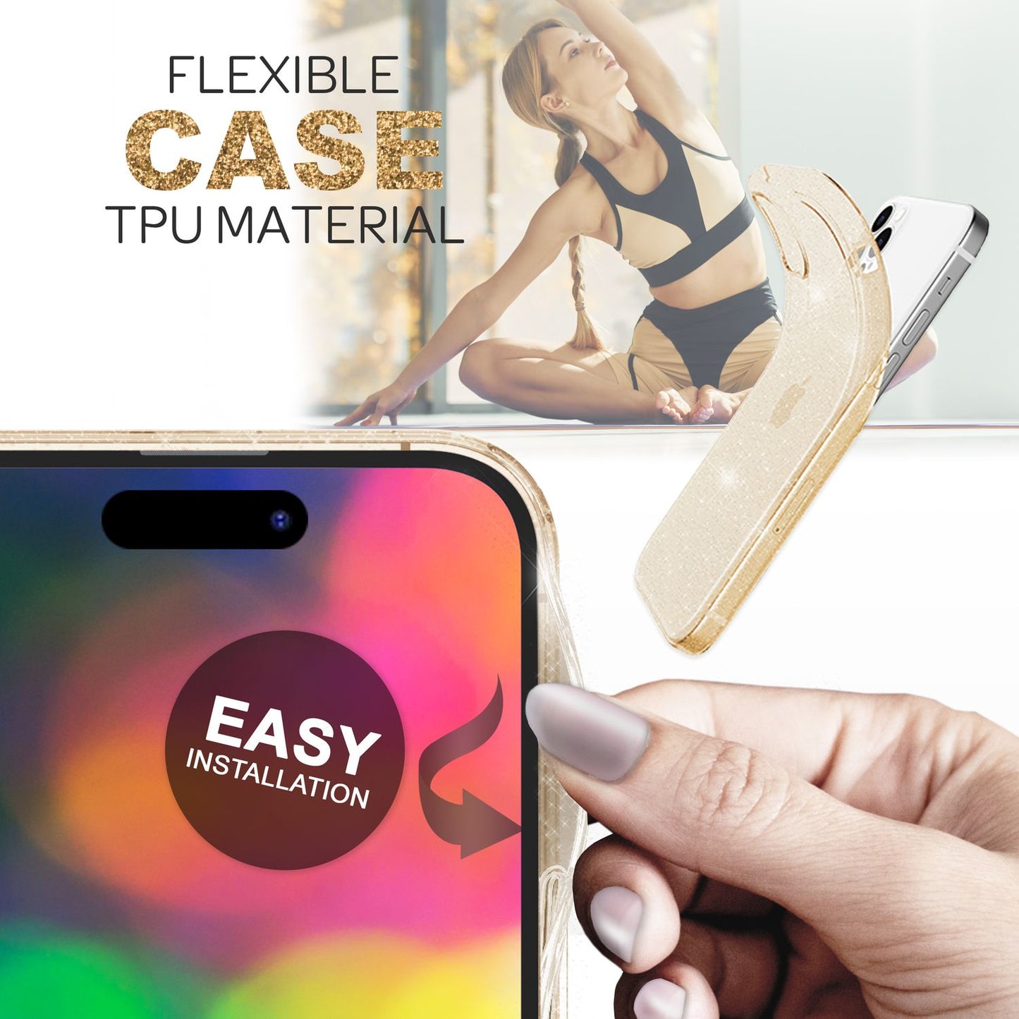 Husă pentru iPhone 14 Pro Max - Husă de telefon cu sclipici, Husă transparentă cu sclipici