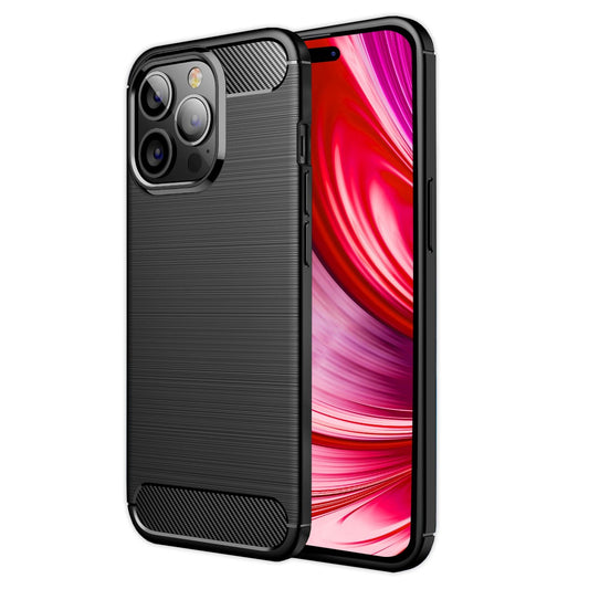 Carcasă pentru iPhone 14 Pro Max - Carcasă de telefon TPU antiderapantă, aspect carbon, negru mat