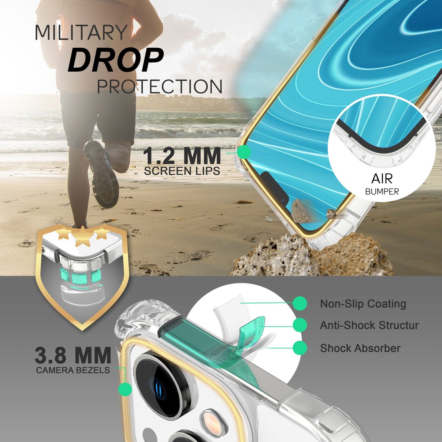 Husă iPhone 14 cu lanț - Husă transparentă de telefon cu curea de șnur pentru purtare în jurul gâtului