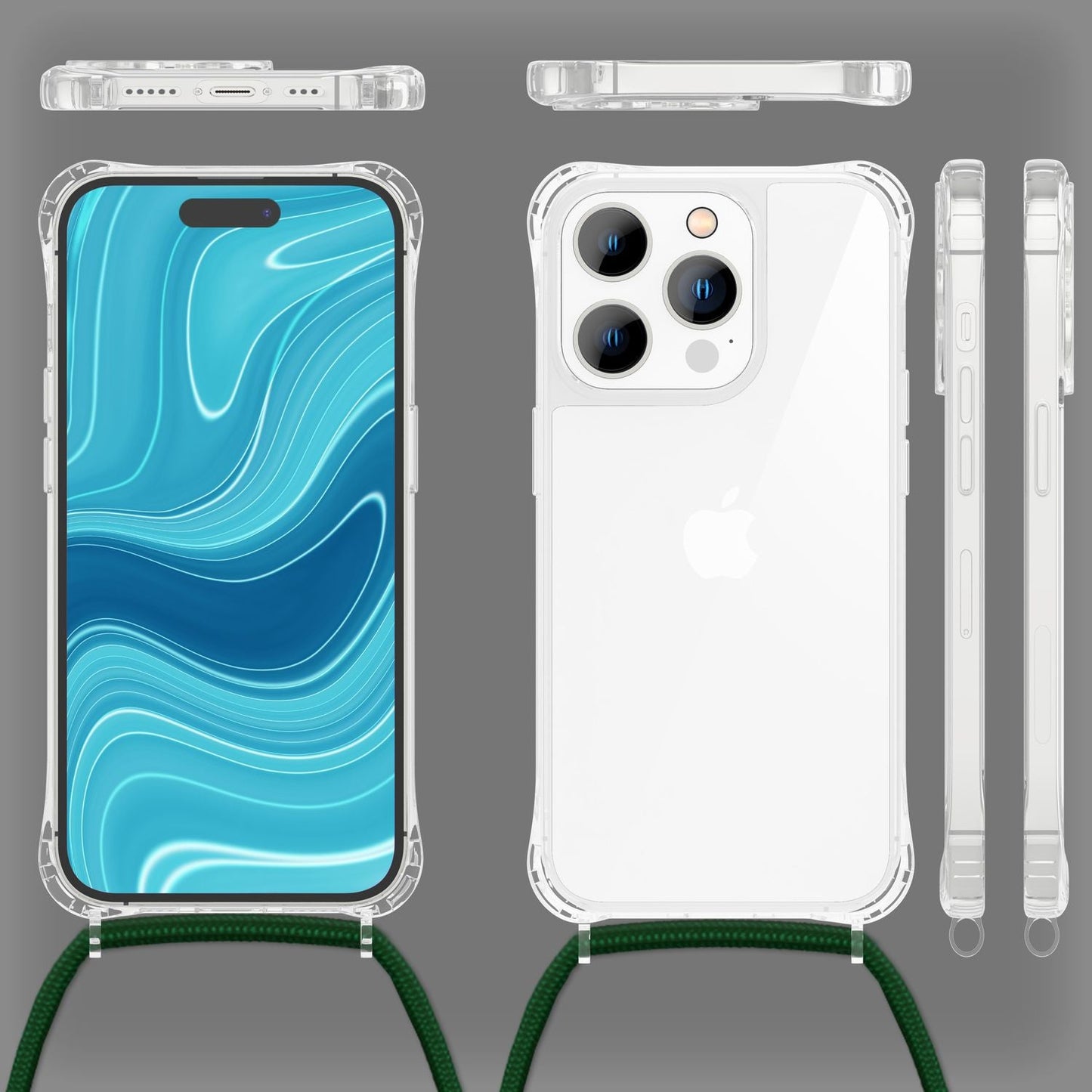 Husă cu lanț pentru iPhone 14 Pro Max - Husă transparentă de telefon cu curea pentru purtare în jurul gâtului