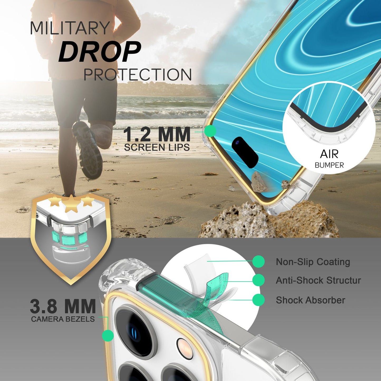 Husă cu lanț pentru iPhone 14 Pro Max - Husă transparentă de telefon cu curea pentru purtare în jurul gâtului