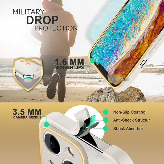 Glas Hülle für iPhone 14 Plus, Marmor Look Hardcase Silikon Rahmen Handy Cover