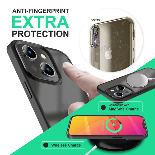 Carcasă hibridă pentru iPhone 14 - Carcasă rigidă mată translucidă, ramă de protecție din silicon