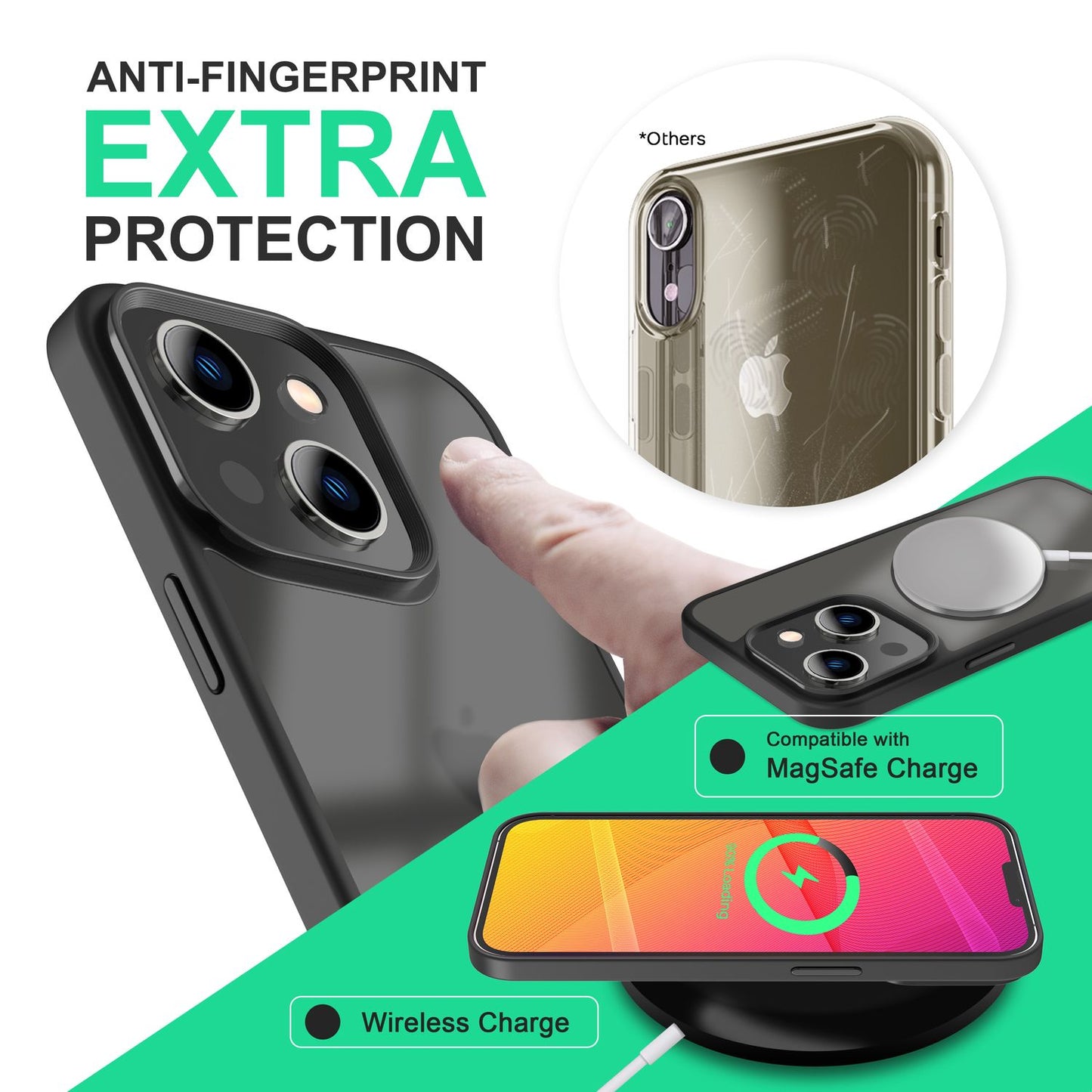 Carcasă hibridă pentru iPhone 14 - Carcasă rigidă mată translucidă, ramă de protecție din silicon