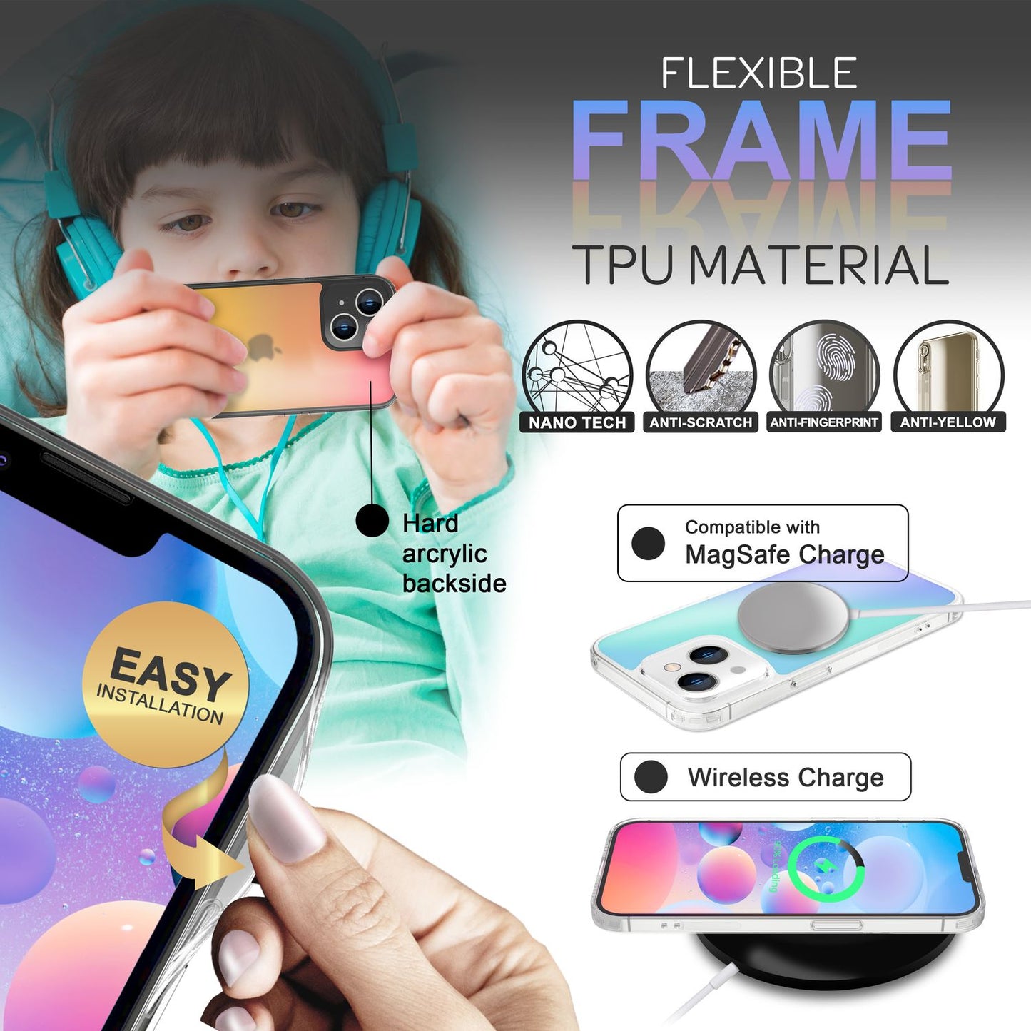 Für iPhone 14 Plus Hülle Farbwechsel Durchscheinend Bunt Handyhülle Schutzhülle