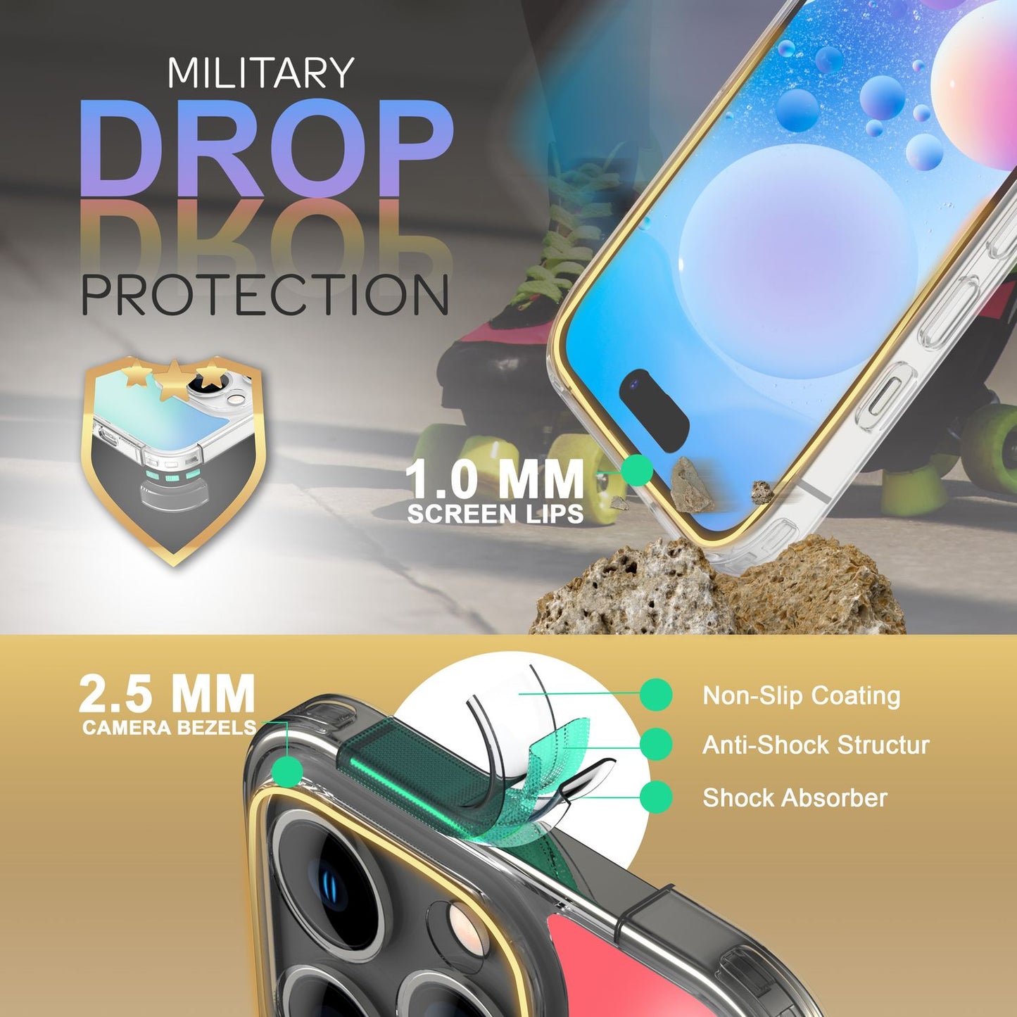 NALIA Iphone 14 Pro Max Farbwechsel-Hülle - Durchscheinendes Farbspiel, Transparentes Material