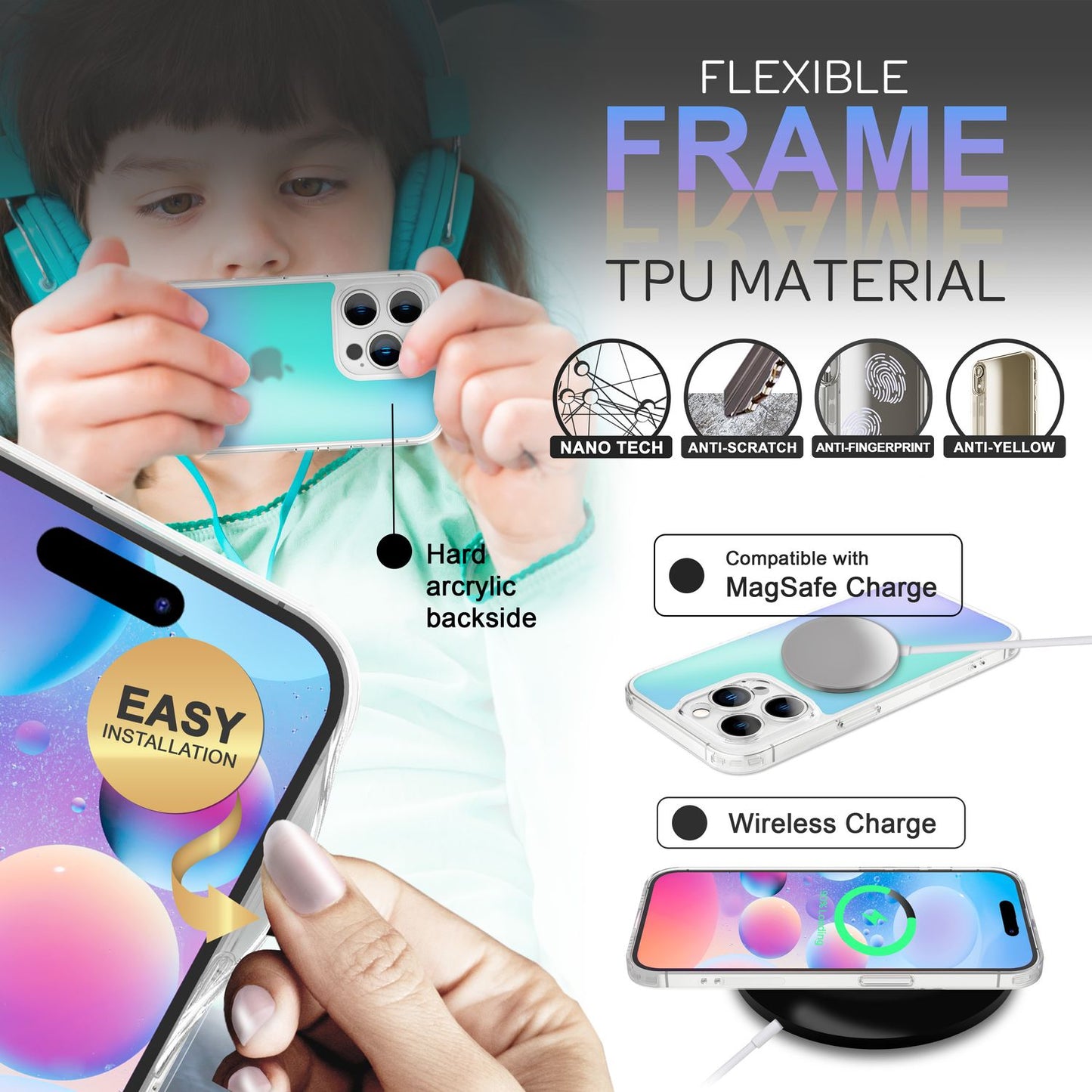 NALIA Iphone 14 Pro Max Farbwechsel-Hülle - Durchscheinendes Farbspiel, Transparentes Material