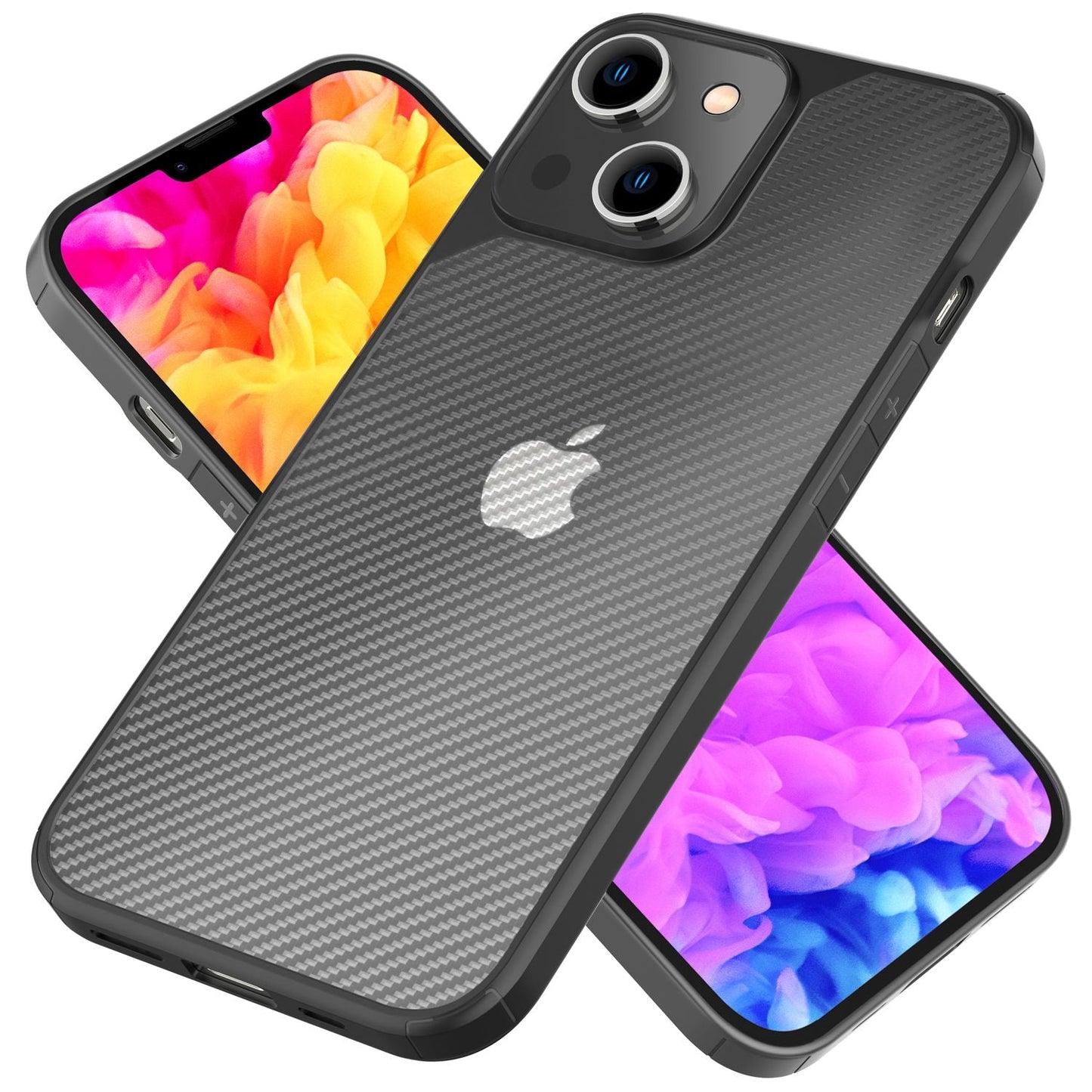 Hülle für iPhone 14 - Carbon Look Case Halb-Transparent Matt Anti-Fingerabdruck