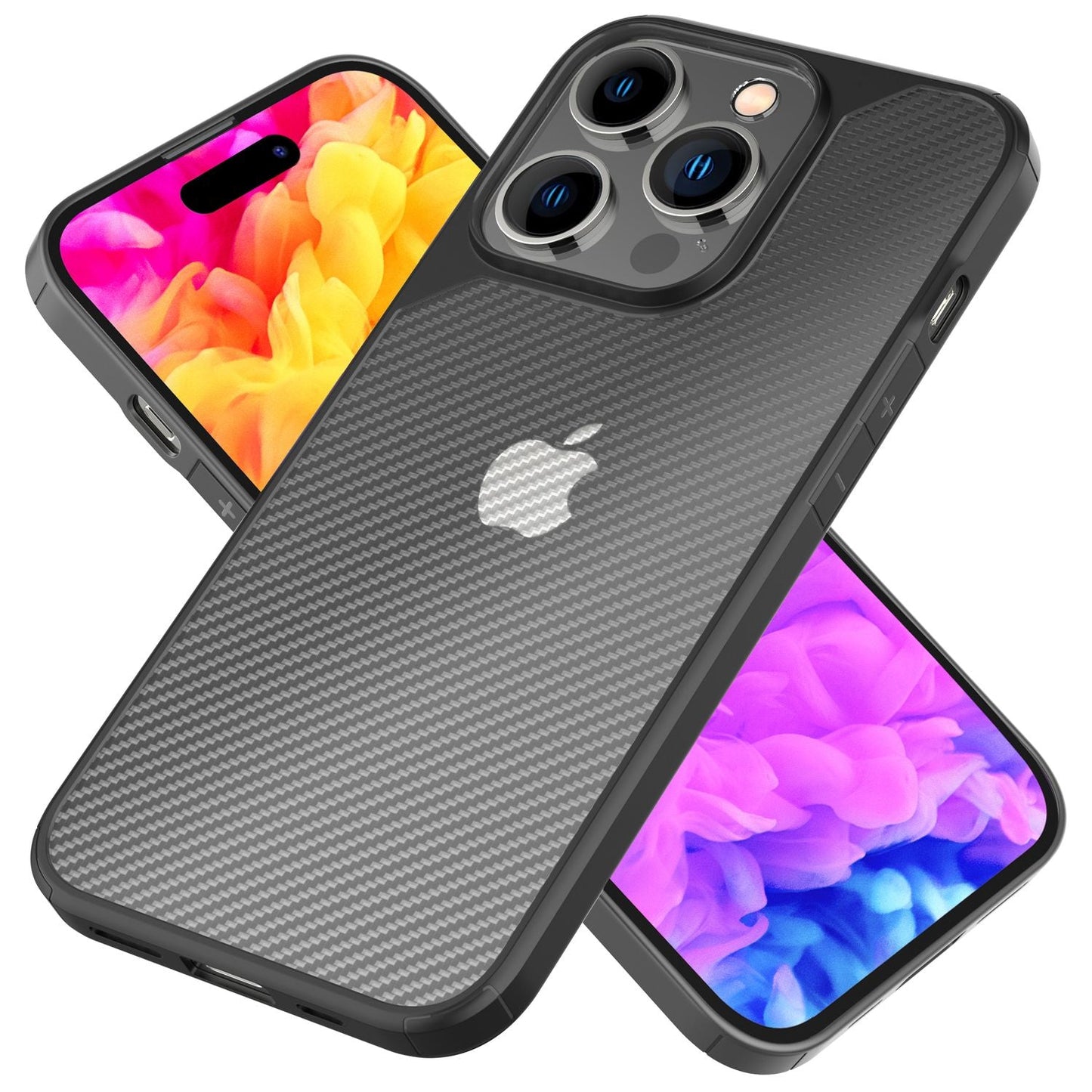 Carcasă pentru iPhone 14 Pro - Carcasă cu aspect de carbon, semitransparentă, mată și translucidă