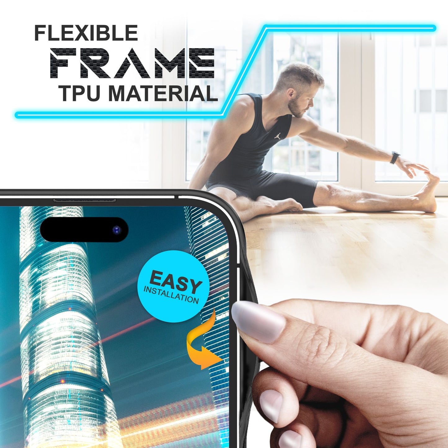 Carcasă pentru iPhone 14 Pro Max - Carcasă cu aspect de carbon, semitransparentă, mată, rezistentă la zgârieturi