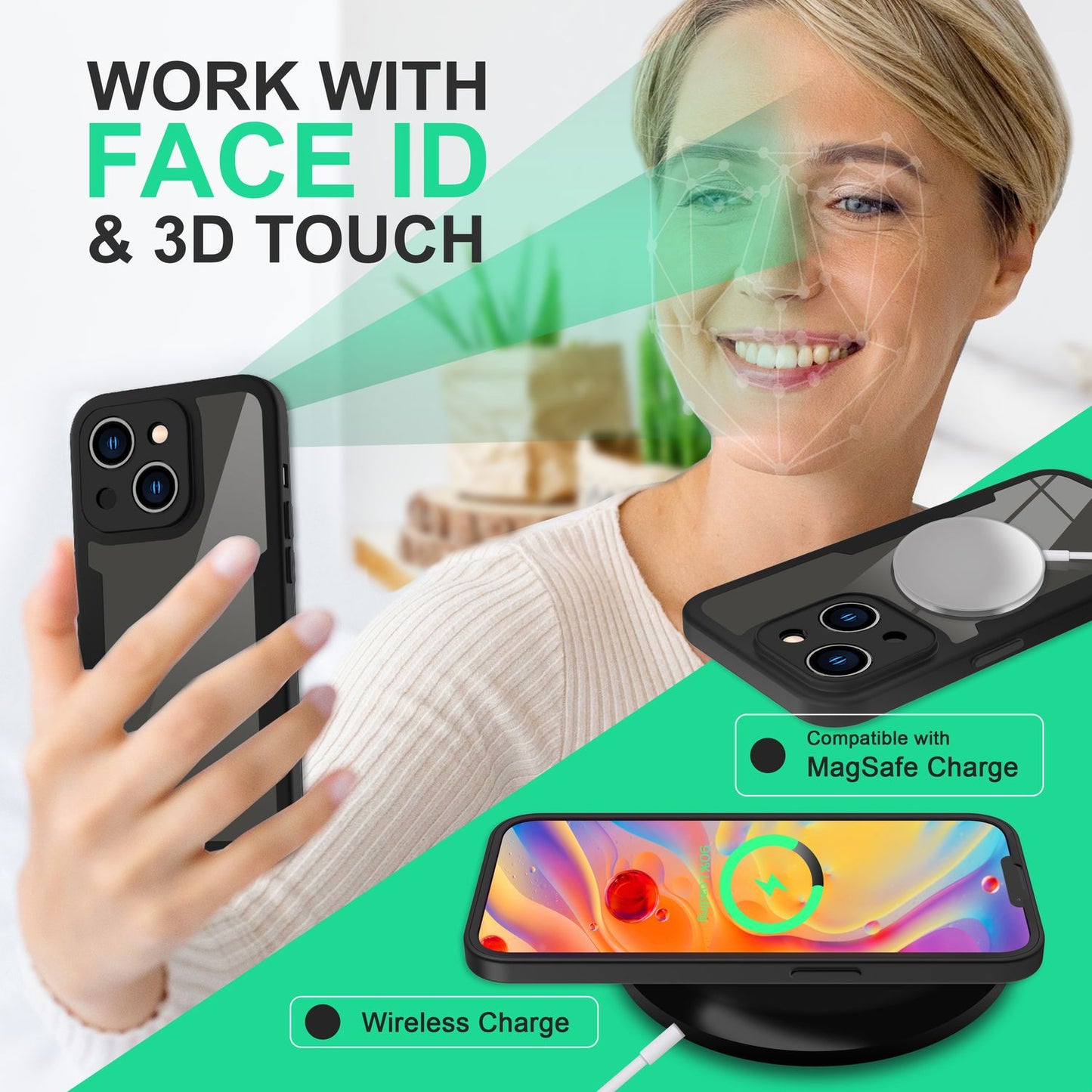 NALIA Berlin 360 Grad Hülle Klar - Transparente Front Rückseite, Kompatibel iPhone 14, Acryl Rückschutz