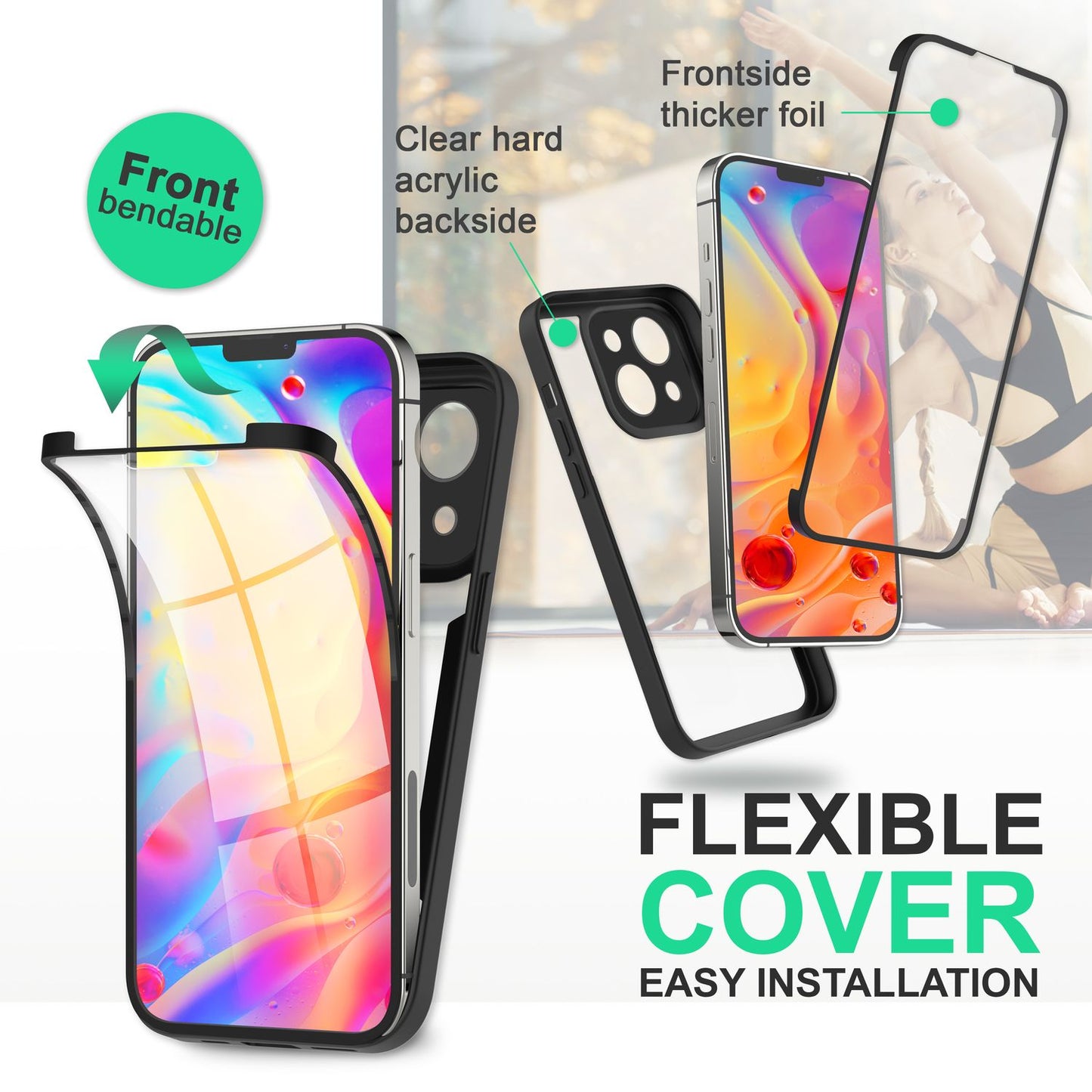 NALIA Berlin 360 Grad Hülle Klar - Transparente Front Rückseite, Kompatibel iPhone 14, Acryl Rückschutz