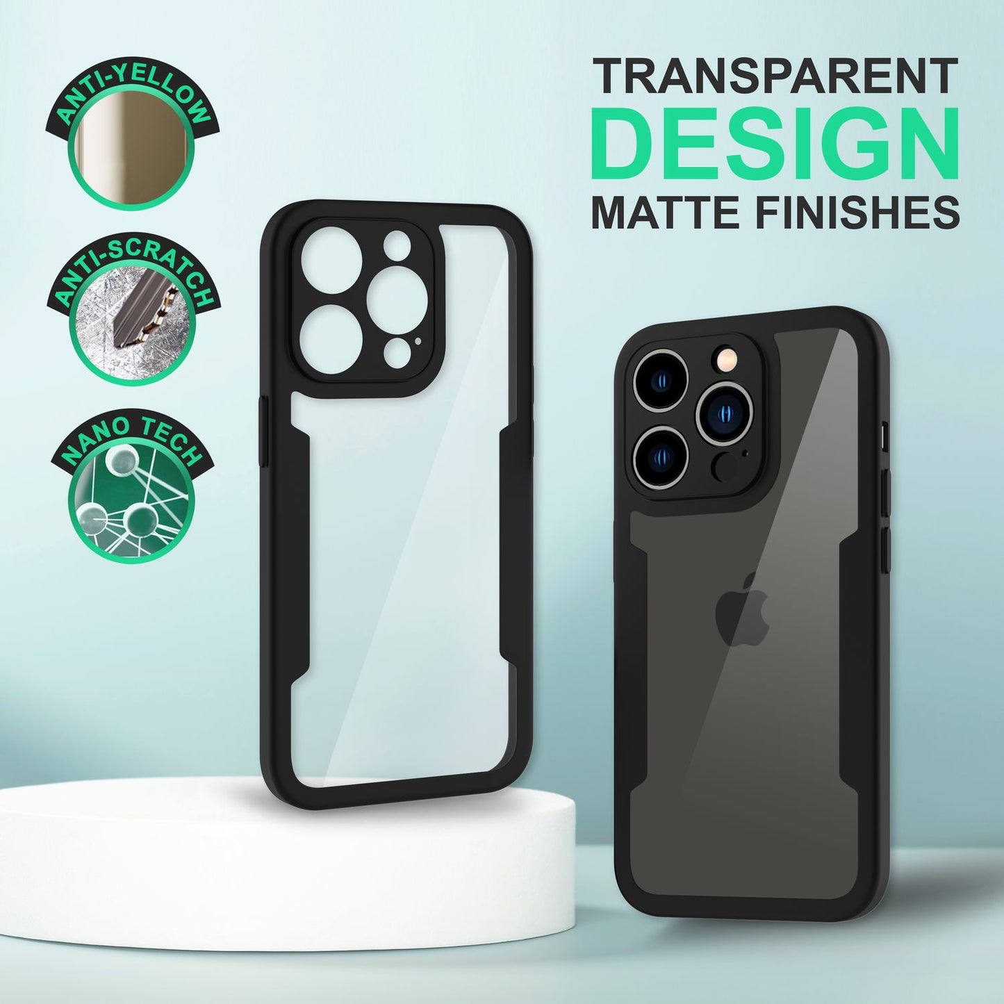 Husă NALIA cu protecție completă la 360 de grade, transparentă - margine acrilică pentru iPhone 14 Pro Max