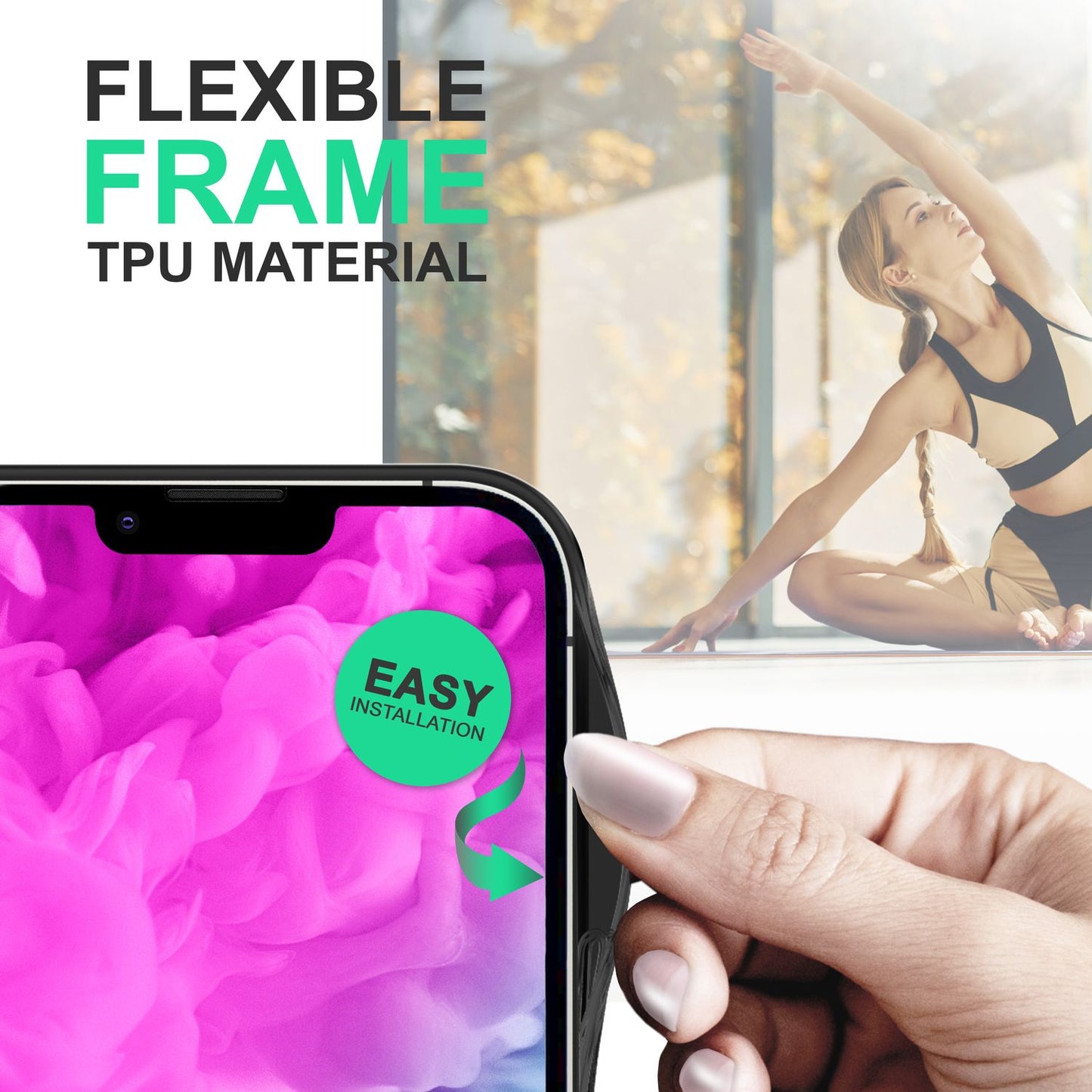 Carcasă hibridă pentru iPhone 14 - Husă acrilică transparentă, ramă de protecție din silicon