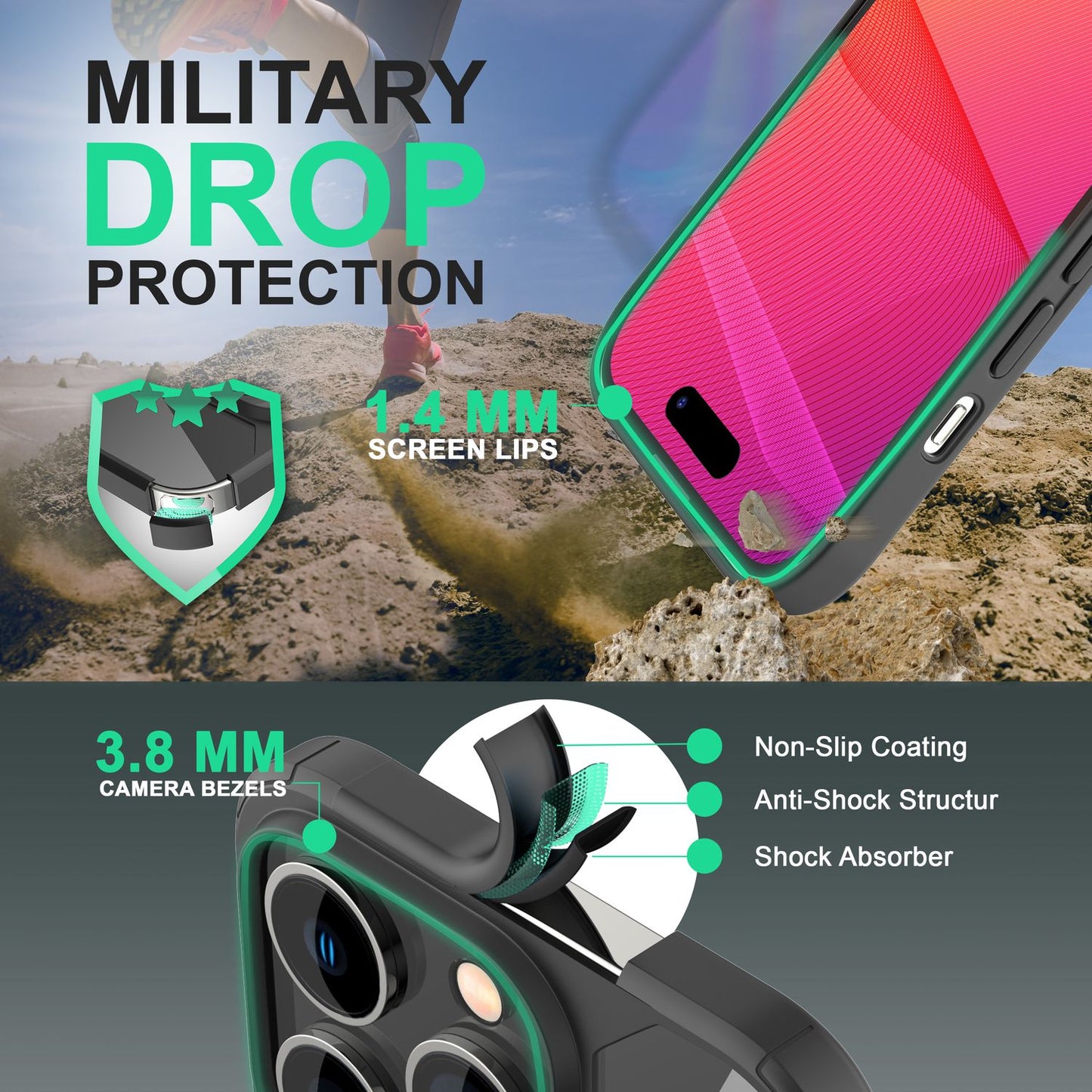 Hybrid Hülle für iPhone 14 Pro - Klar Transparent Acryl Cover Schutz Rahmen Case