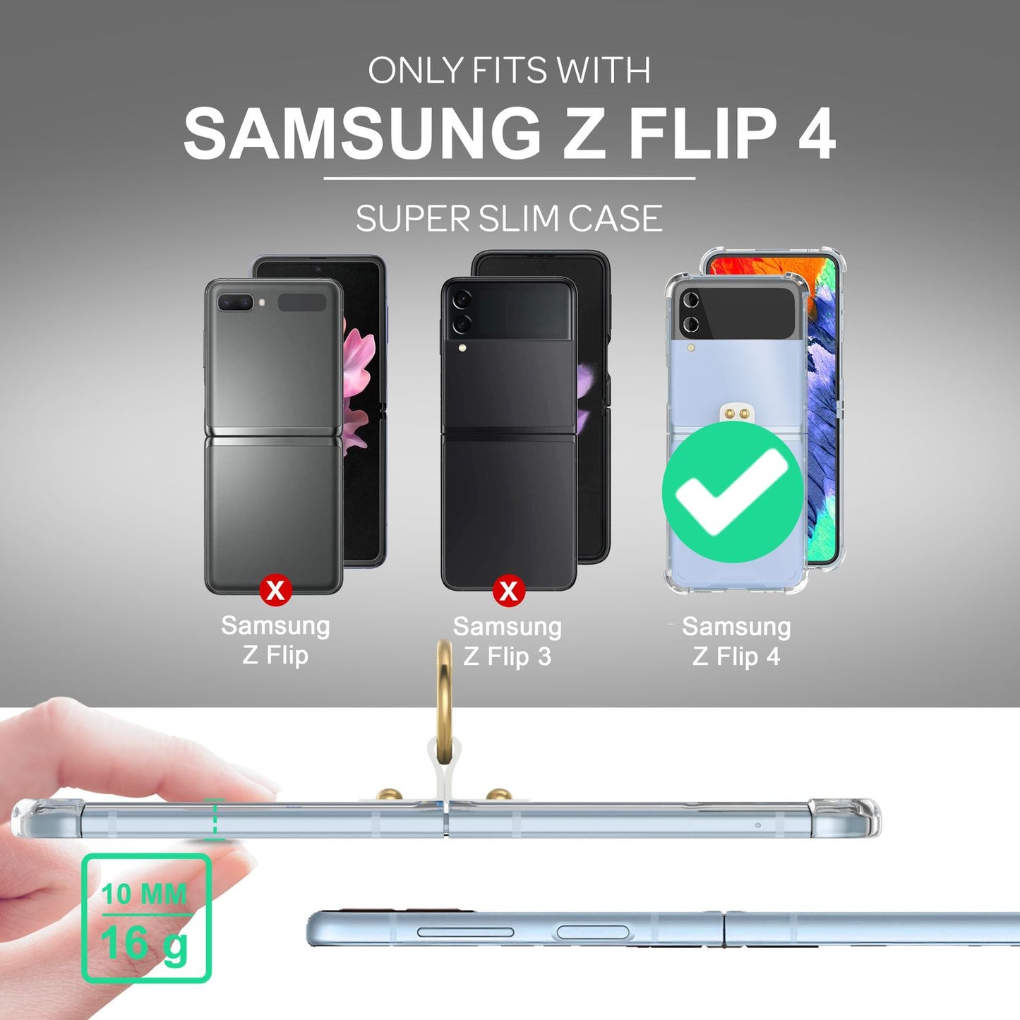 Umhänge Hülle für Samsung Galaxy Z Flip4 Klare Schutzhülle mit Band Schnur Ring