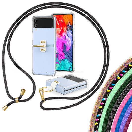 Umhänge Hülle für Samsung Galaxy Z Flip4 Klare Schutzhülle mit Band Schnur Ring