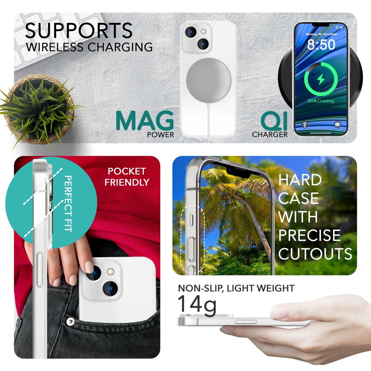 Ultra Dünne Hülle für iPhone 14, Slim 0,3mm Durchsichtig Schutz Cover Handyhülle