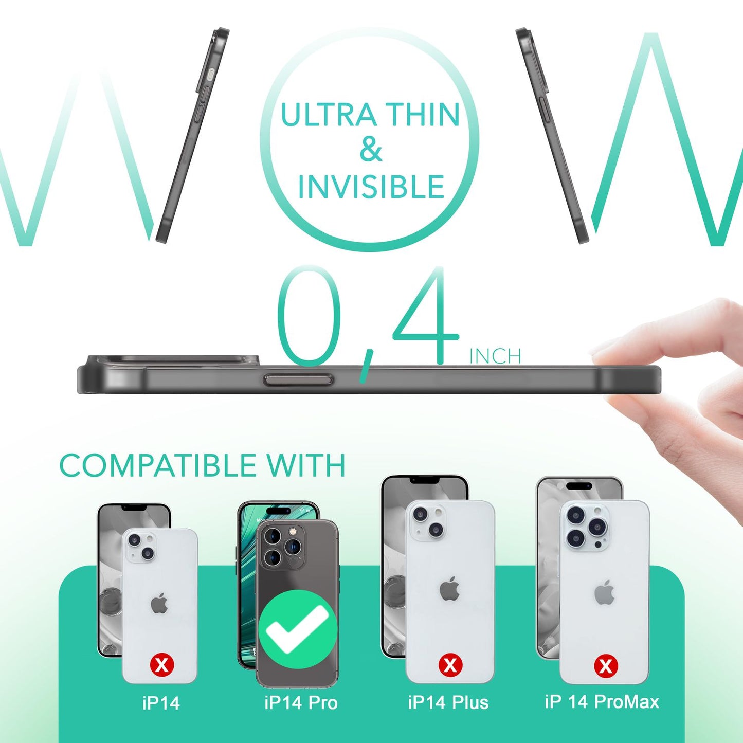 Husa NALIA Phantom pentru iPhone 14 Pro, Ultra-Subțire - 0.3 mm, Transparentă