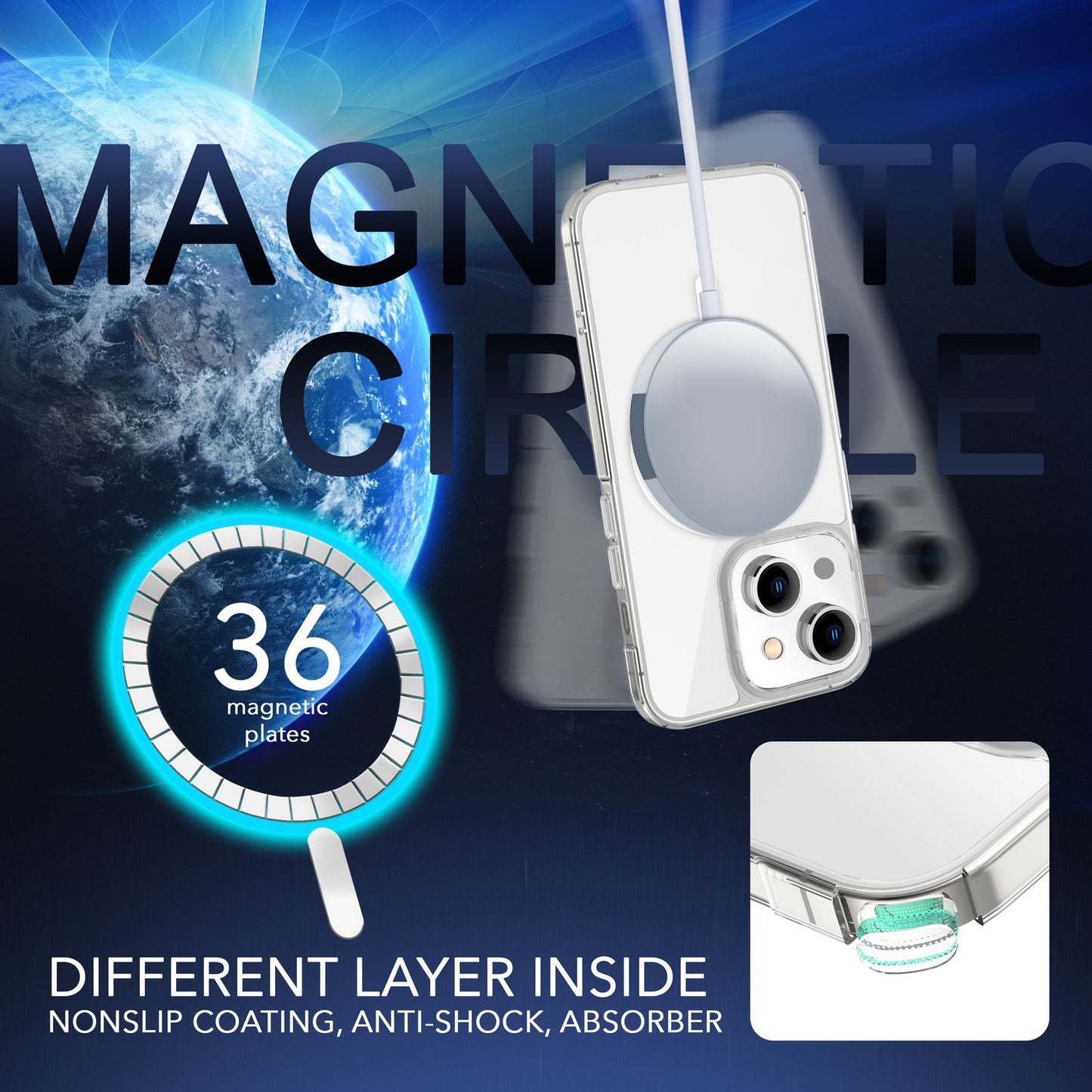 MagPower Schutzhülle für iPhone 14, Klar Kratzfest Handyhülle Durchsichtig Hülle