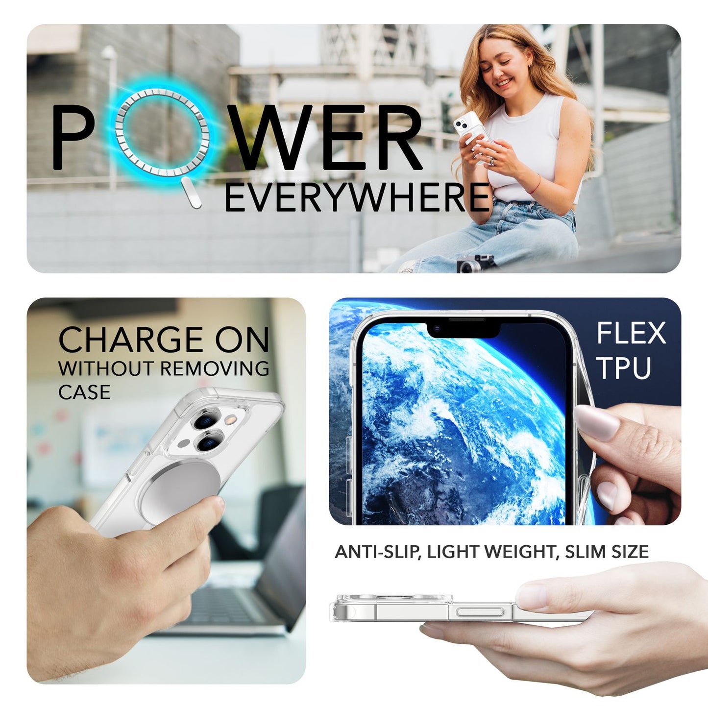 MagPower Schutzhülle für iPhone 14 Plus, Klar Kratzfest Handy Hülle Durchsichtig