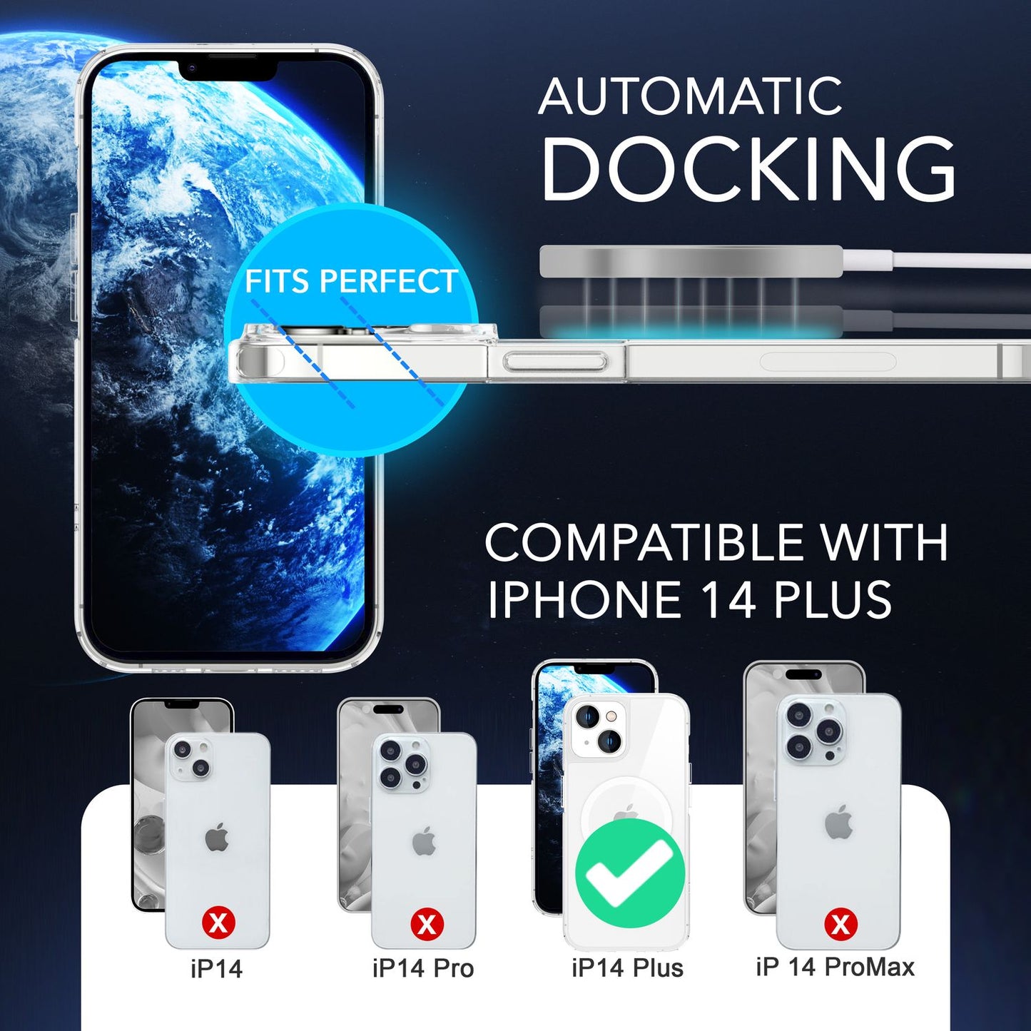 MagPower Schutzhülle für iPhone 14 Plus, Klar Kratzfest Handy Hülle Durchsichtig