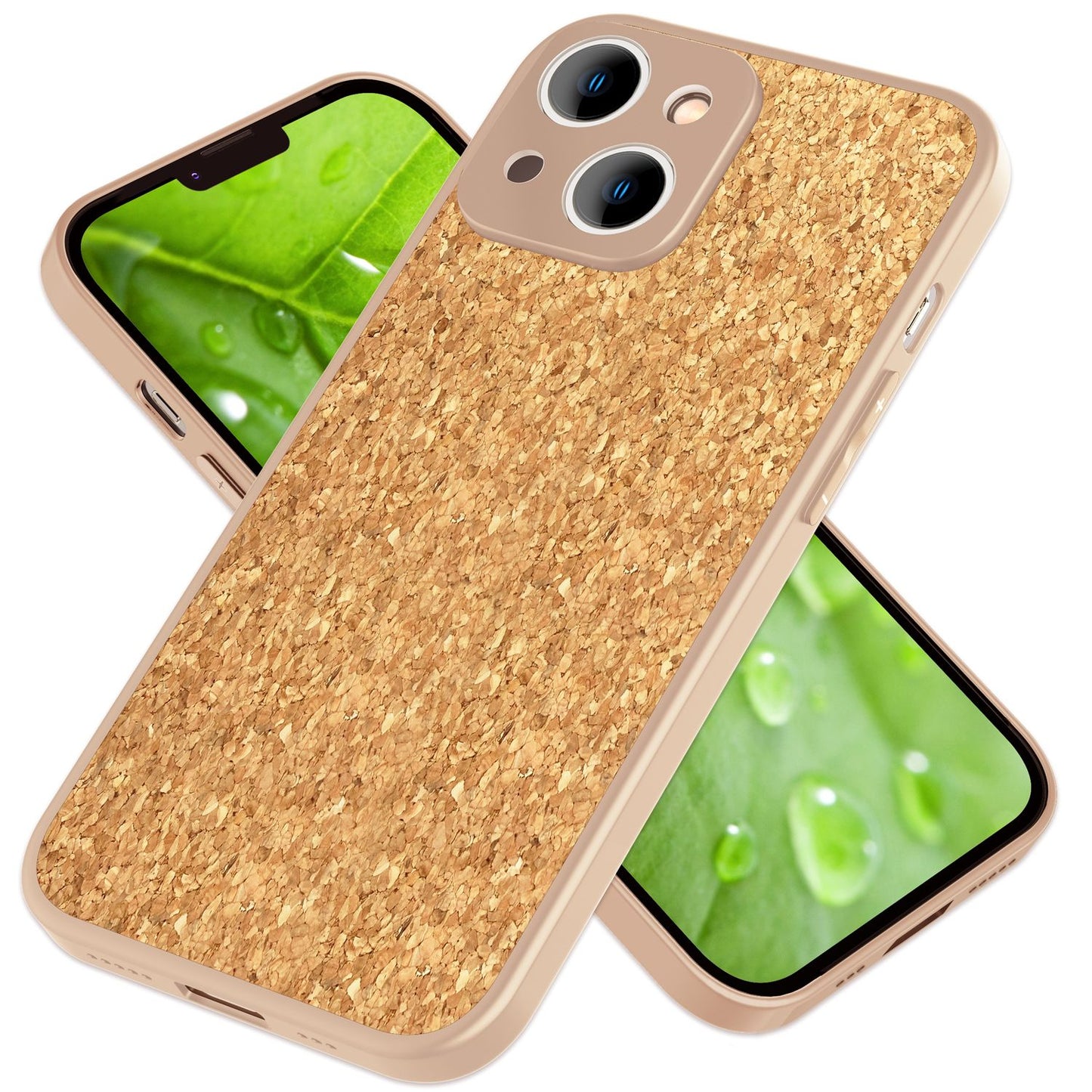Hülle mit Natur Kork für iPhone 14 Plus, Schutzhülle TPU Handyhülle Cork Cover