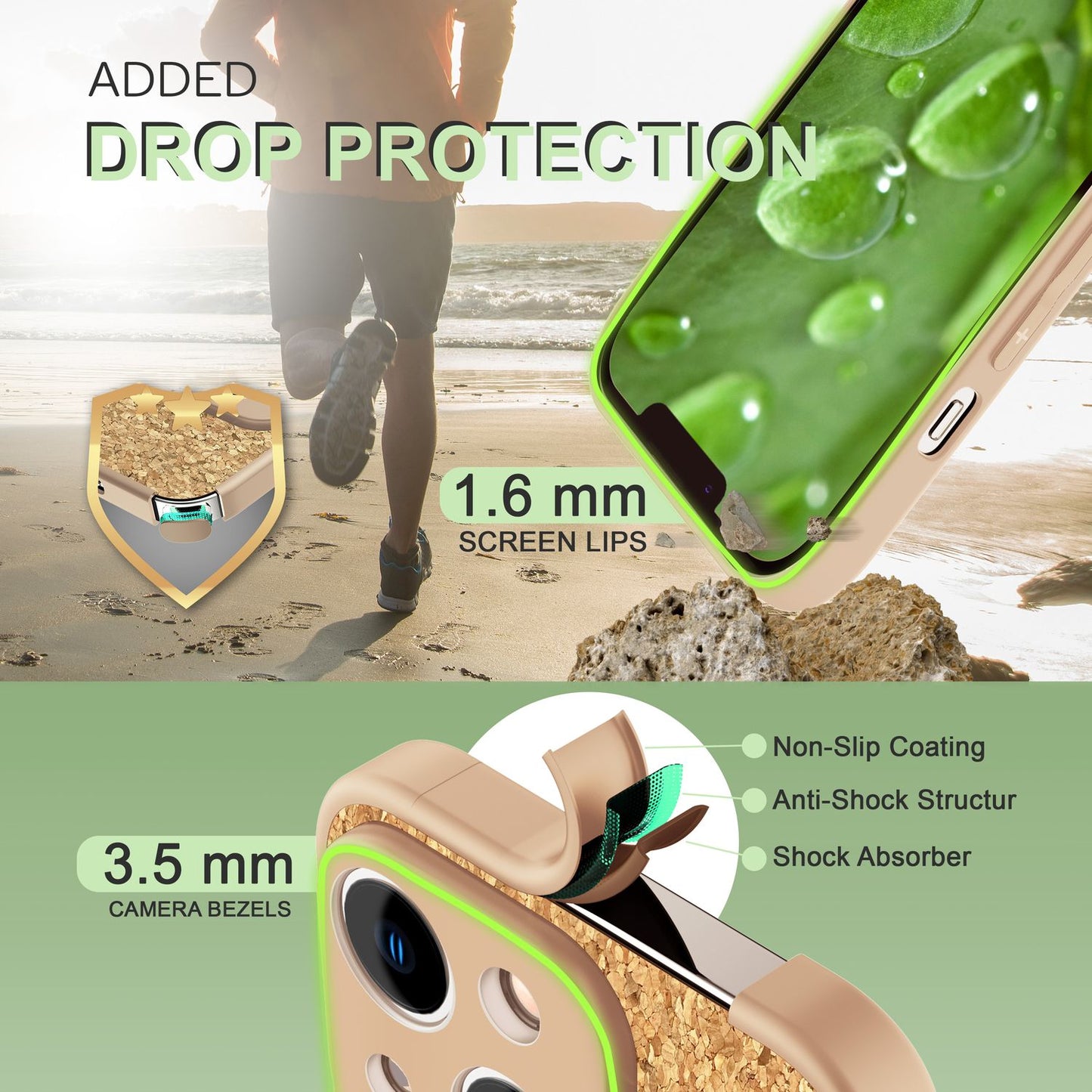 Hülle mit Natur Kork für iPhone 14 Plus, Schutzhülle TPU Handyhülle Cork Cover