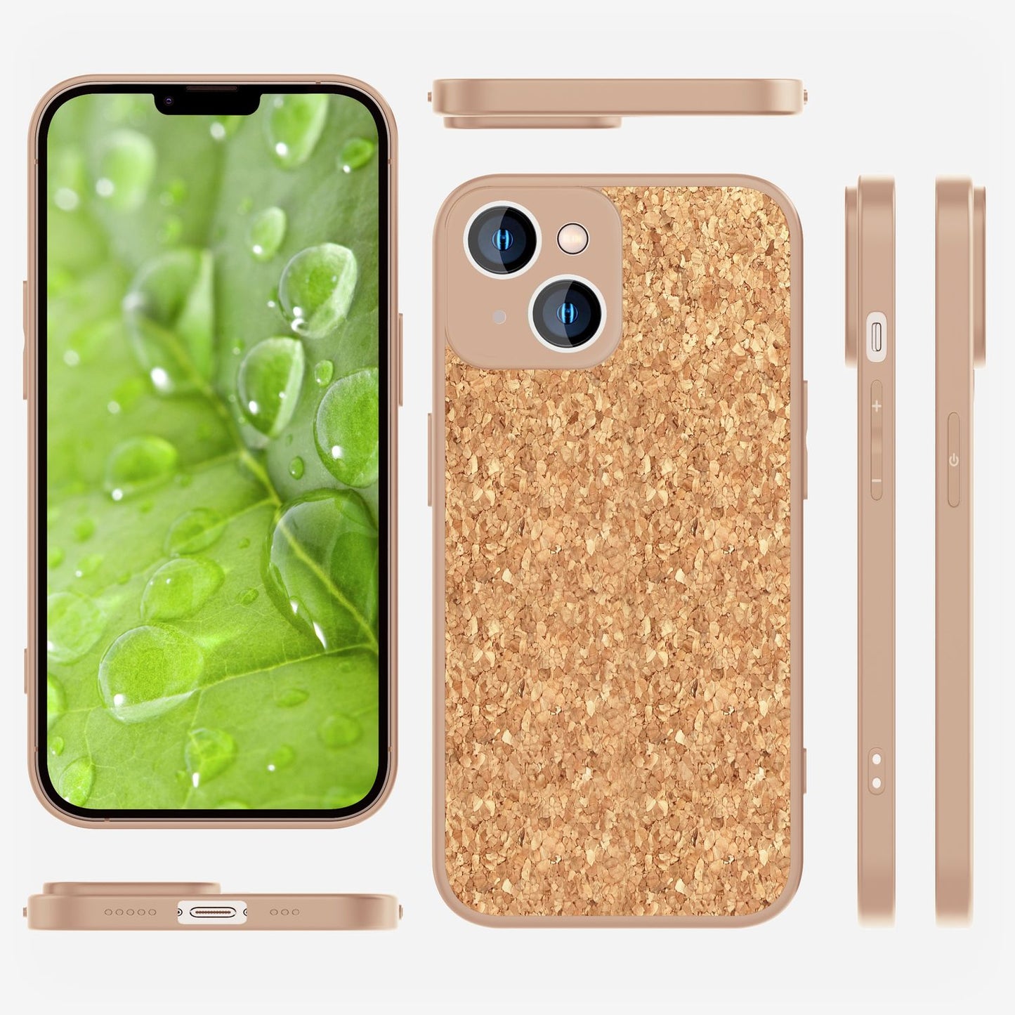 Hülle mit Natur Kork für iPhone 14 Plus, Schutzhülle TPU Handyhülle Cork Cover