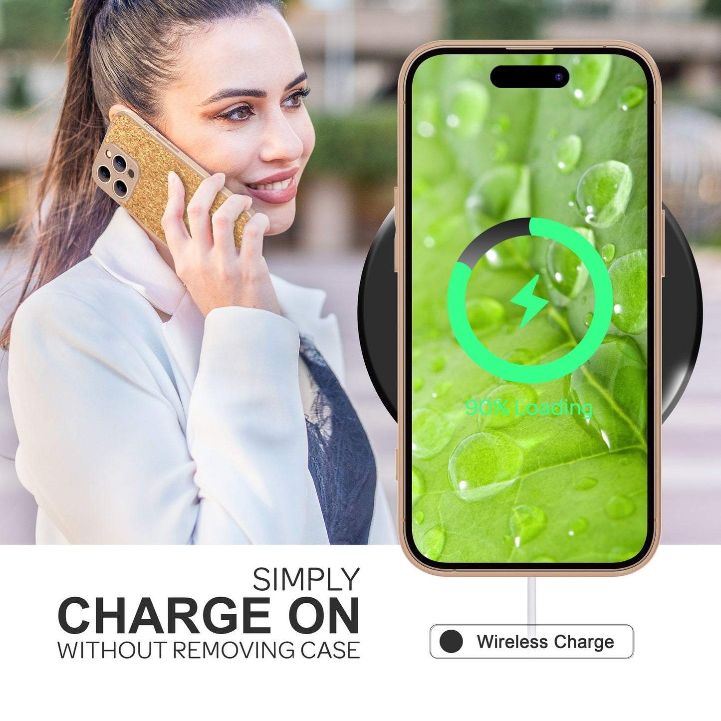 Husă cu plută naturală pentru iPhone 14 Pro, husă de protecție TPU, capac din plută