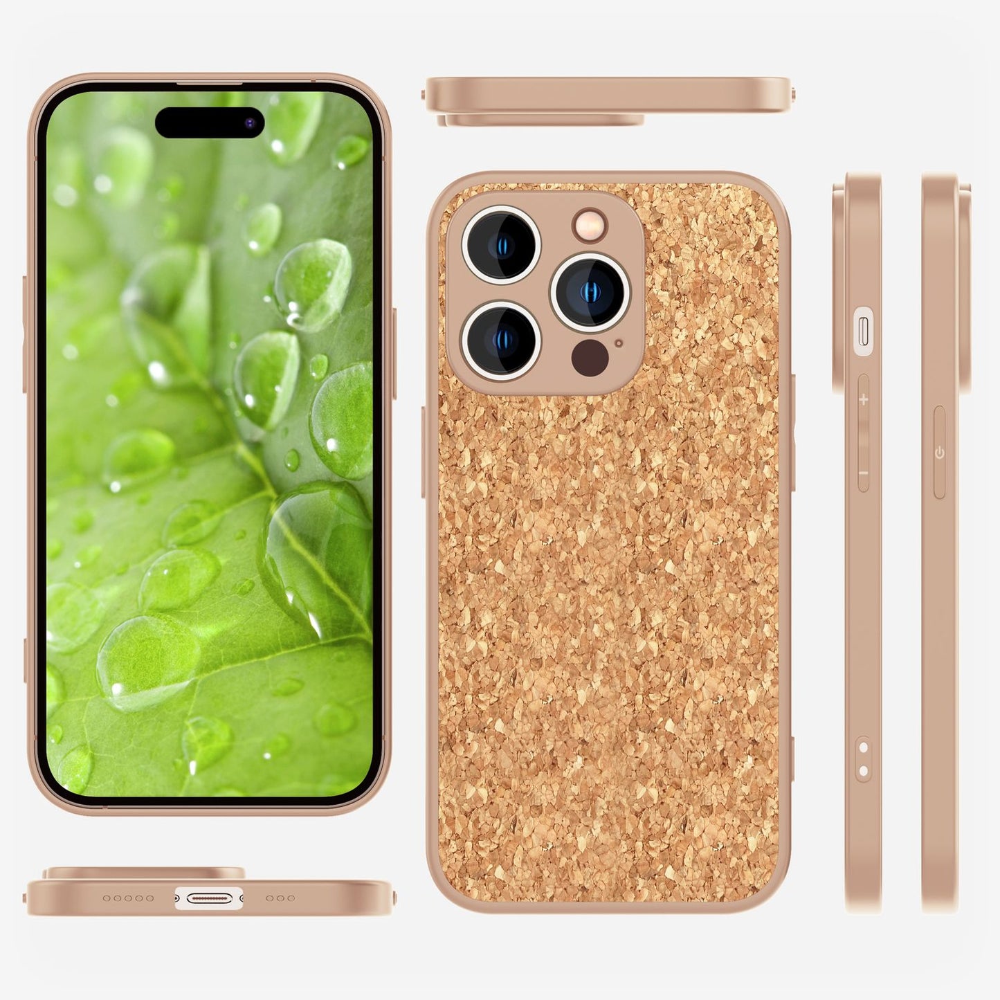 Husă cu plută naturală pentru iPhone 14 Pro, husă de protecție TPU, capac din plută