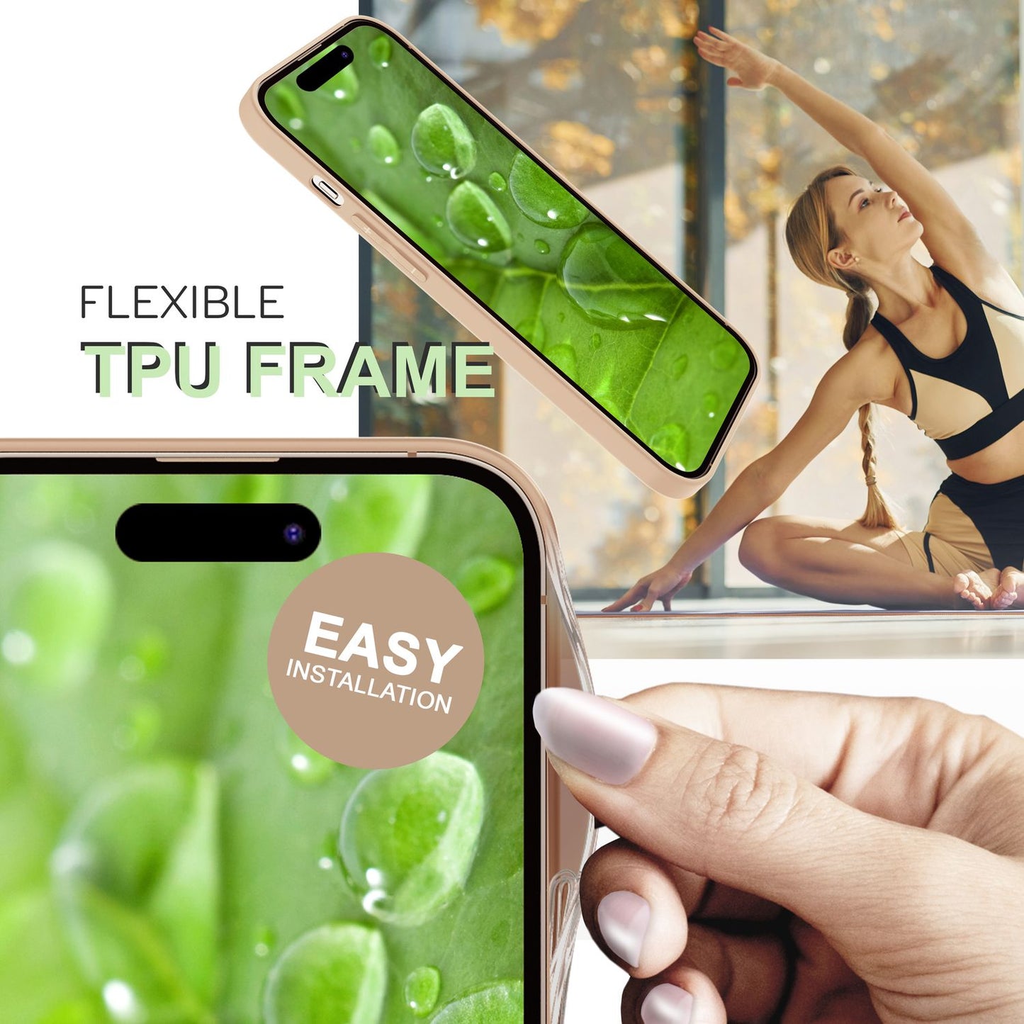 Hülle mit Natur Kork für iPhone 14 Pro Max, Schutzhülle TPU Handyhülle Cork Case