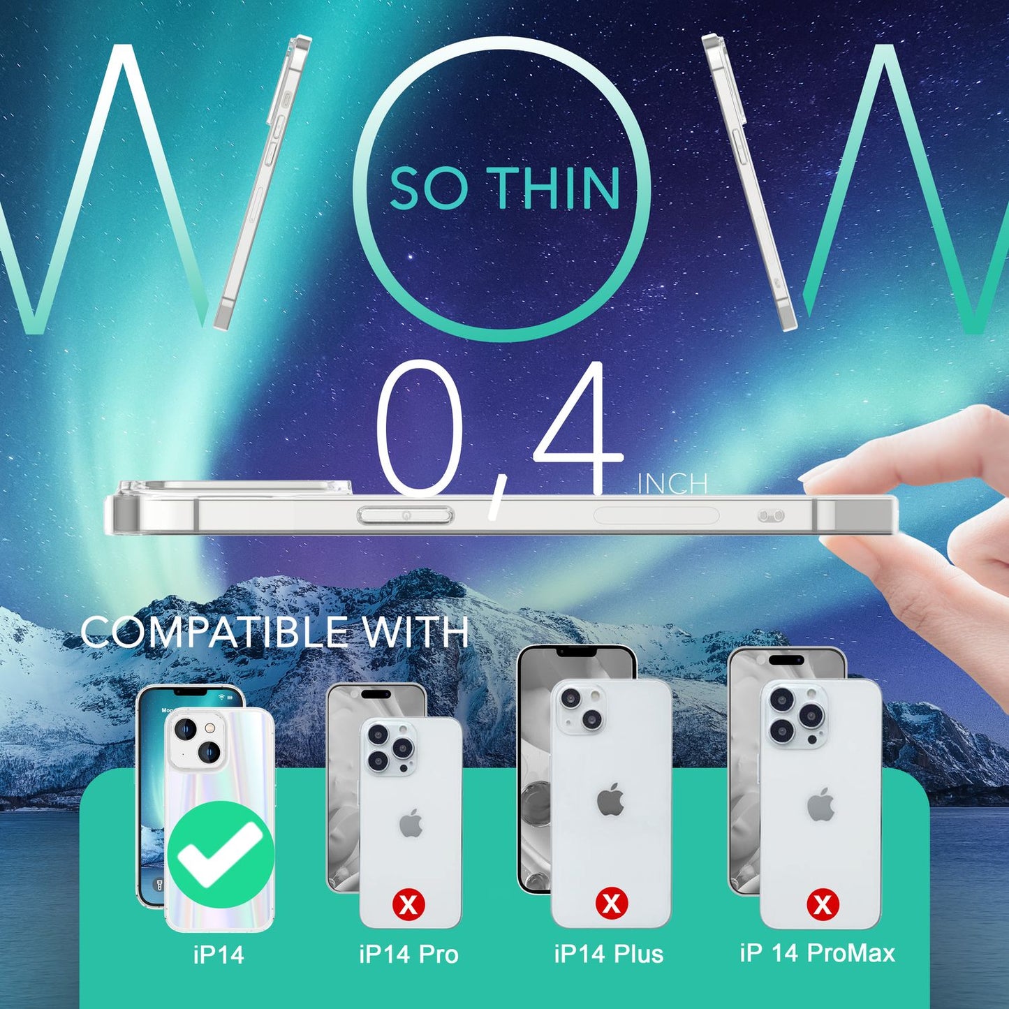 Glas Hülle für iPhone 14, Klar Regenbogen Effekt Schimmernd Cover Schutz Case