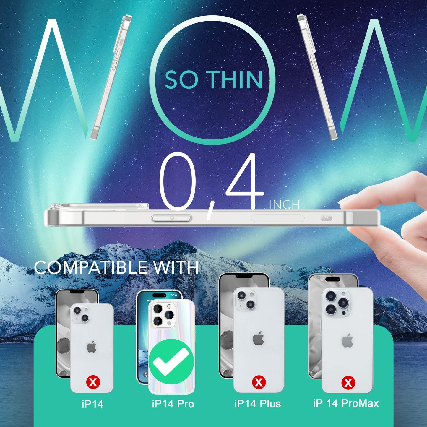 Glas Hülle für iPhone 14 Pro, Klar Regenbogen Effekt Bunt Schimmernd Schutz Case