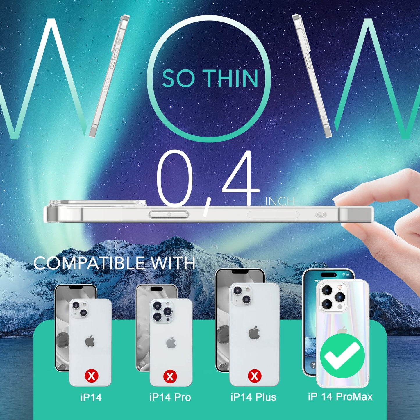 NALIA Berlin Aurora Hartglas Cover Regenbogen Effekt - Kompatibel iPhone 14 Pro Max, Transparent Glas, Leichtes Gewicht