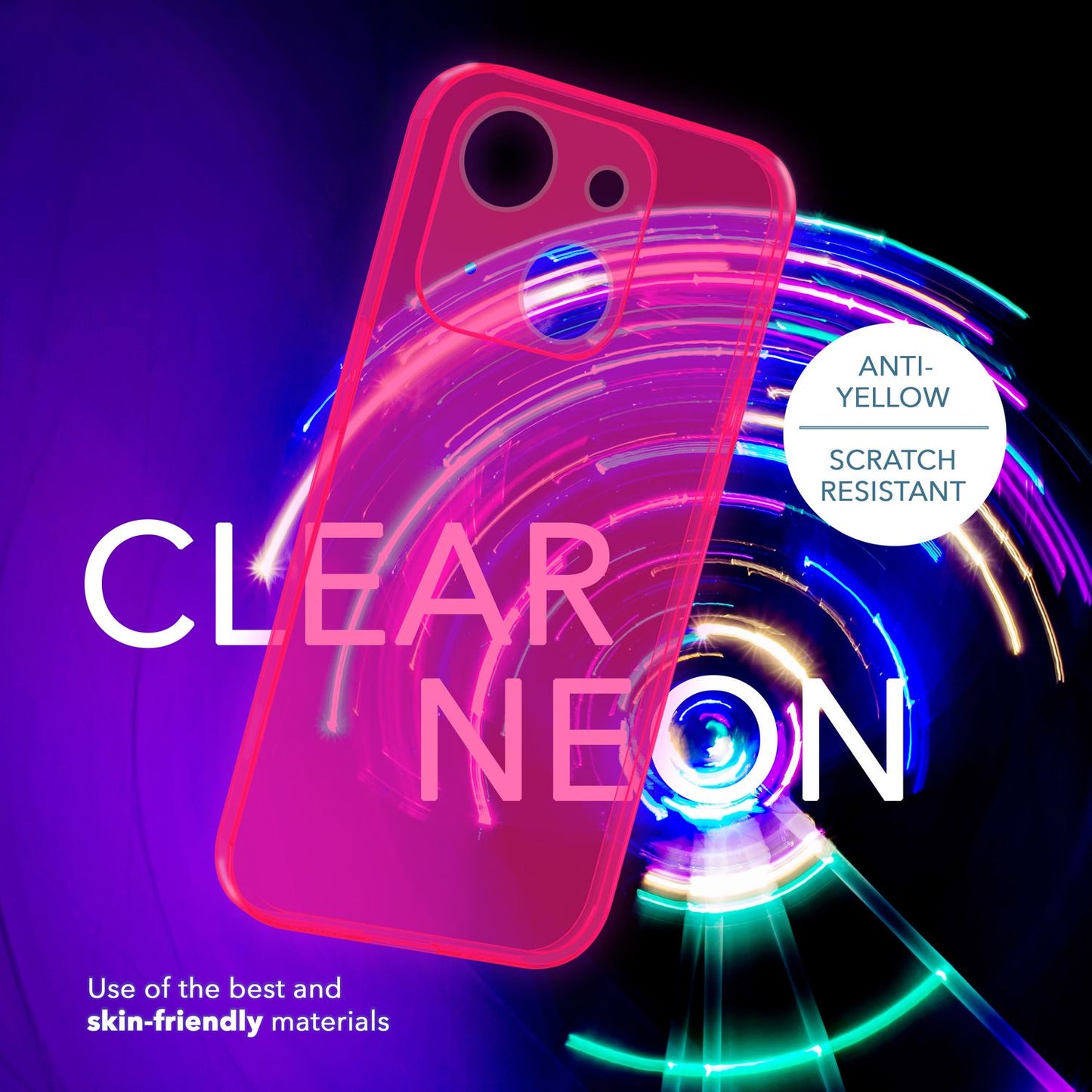 Neon Hülle für iPhone 14, Durchscheinend Bunt Leuchtend Handyhülle Schutzhülle