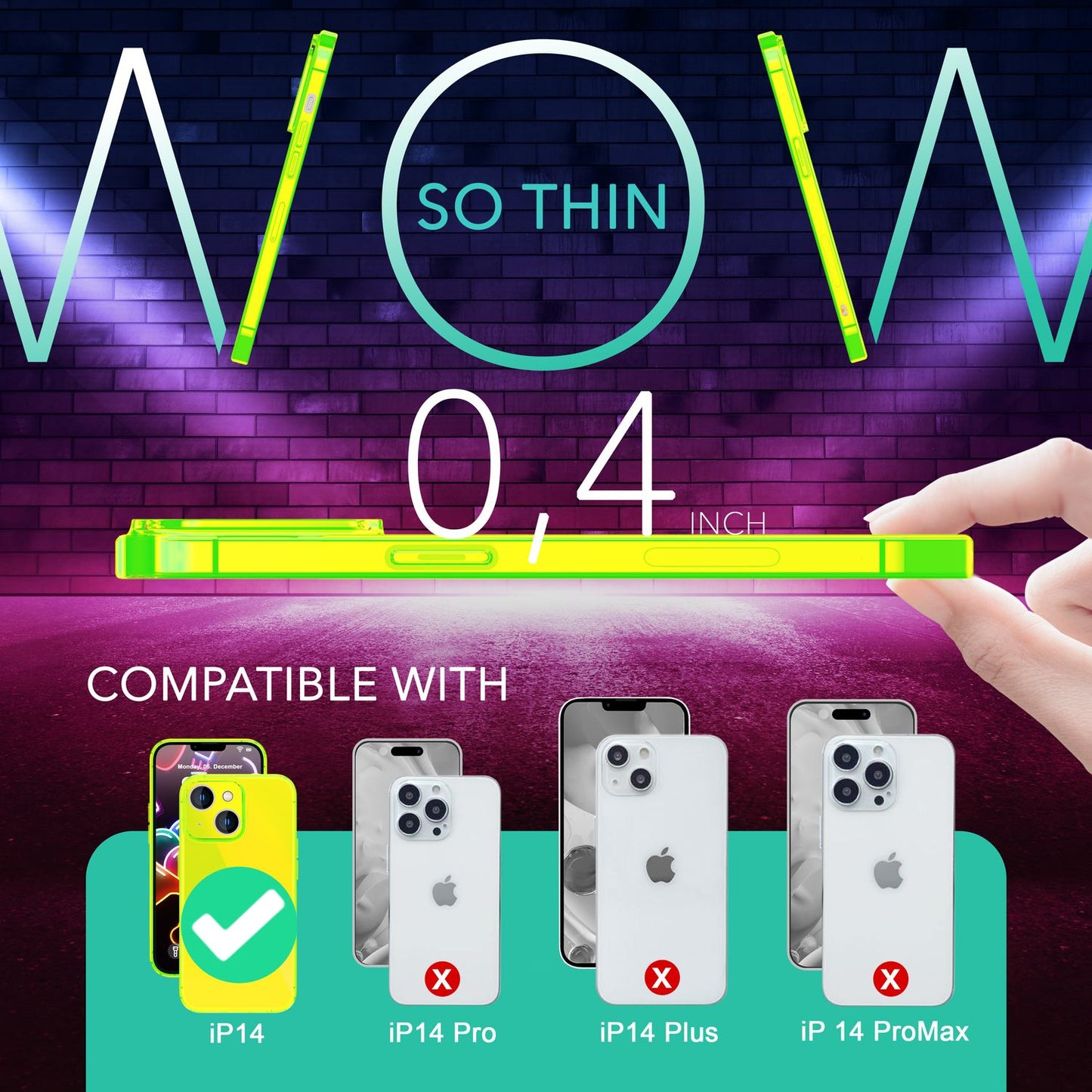 Neon Hülle für iPhone 14, Durchscheinend Bunt Leuchtend Handyhülle Schutzhülle