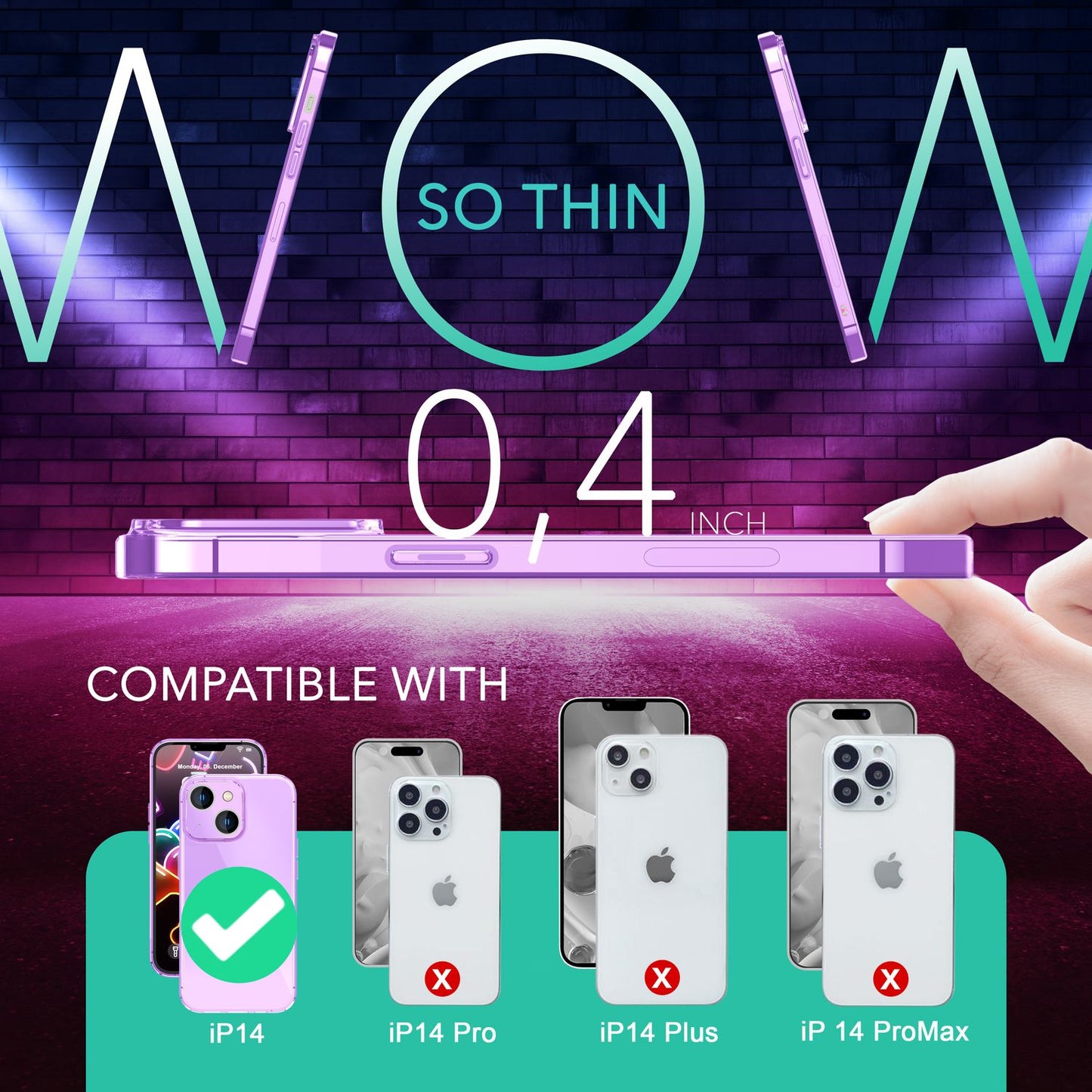 Neon Hülle für iPhone 14, Durchscheinend Bunt Leuchtend Handyhülle Schutzhülle