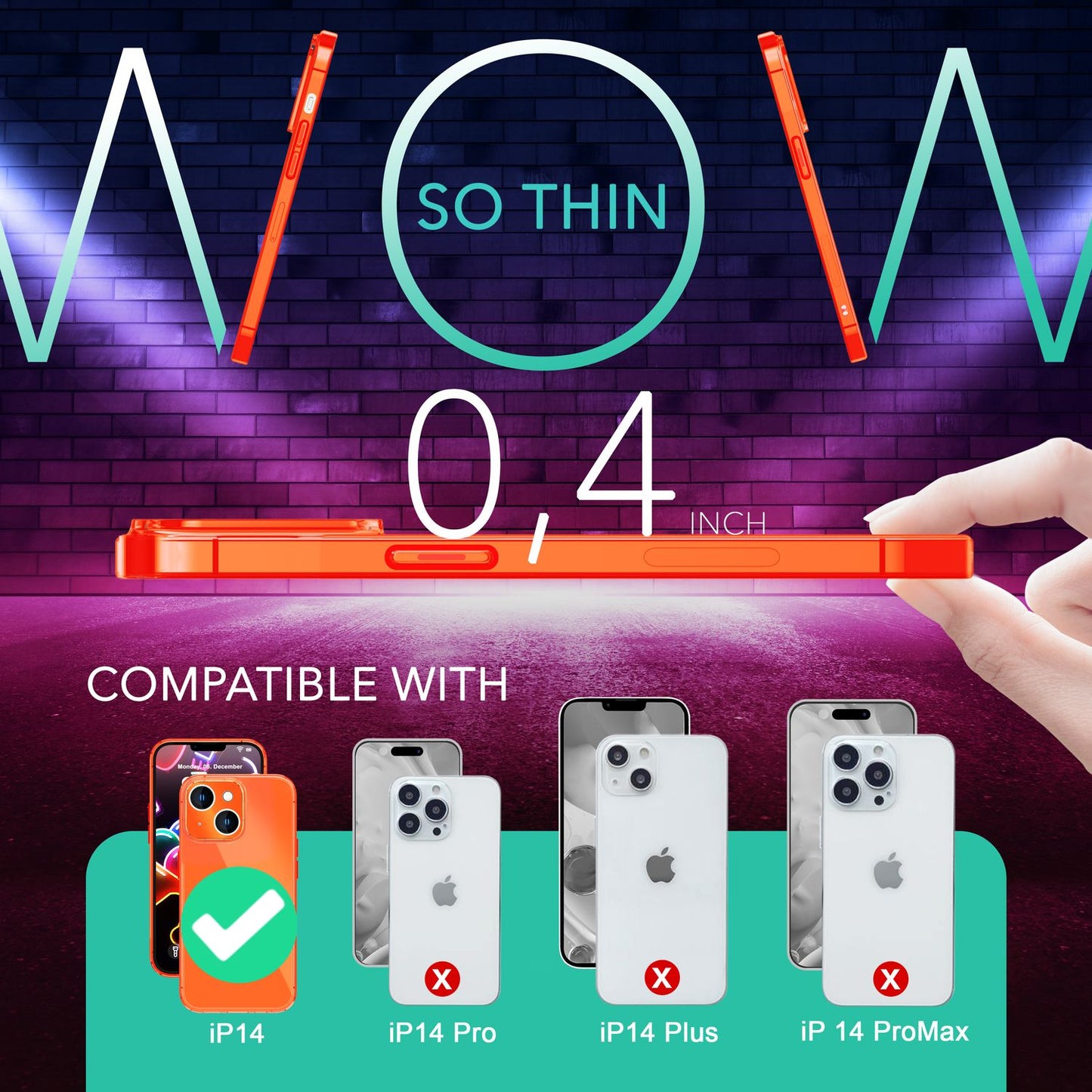 Neon Hülle für iPhone 14, Durchscheinend Bunt Leuchtend Handyhülle Schutzhülle