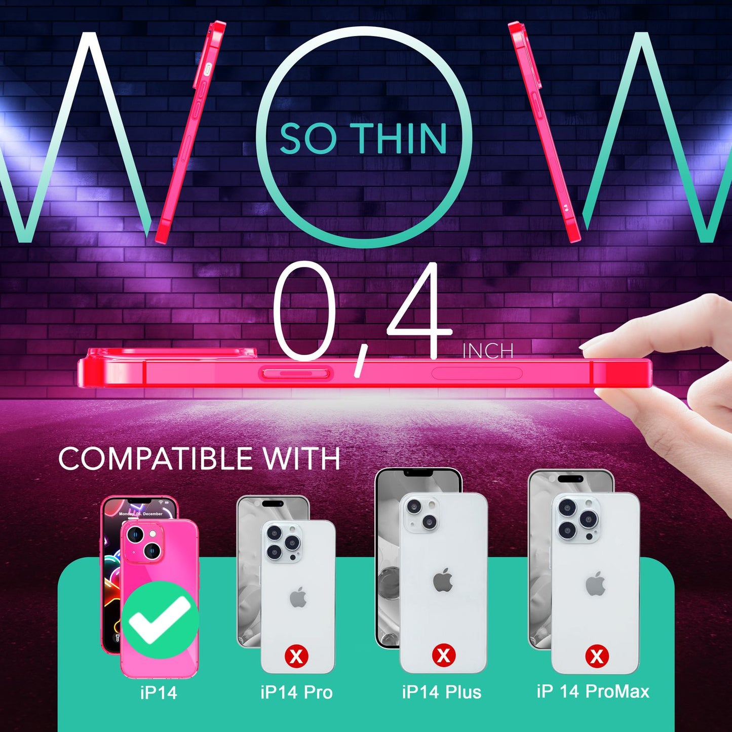 Neon Hülle für iPhone 14, Durchscheinend Bunt Leuchtend Handyhülle Schutzhülle