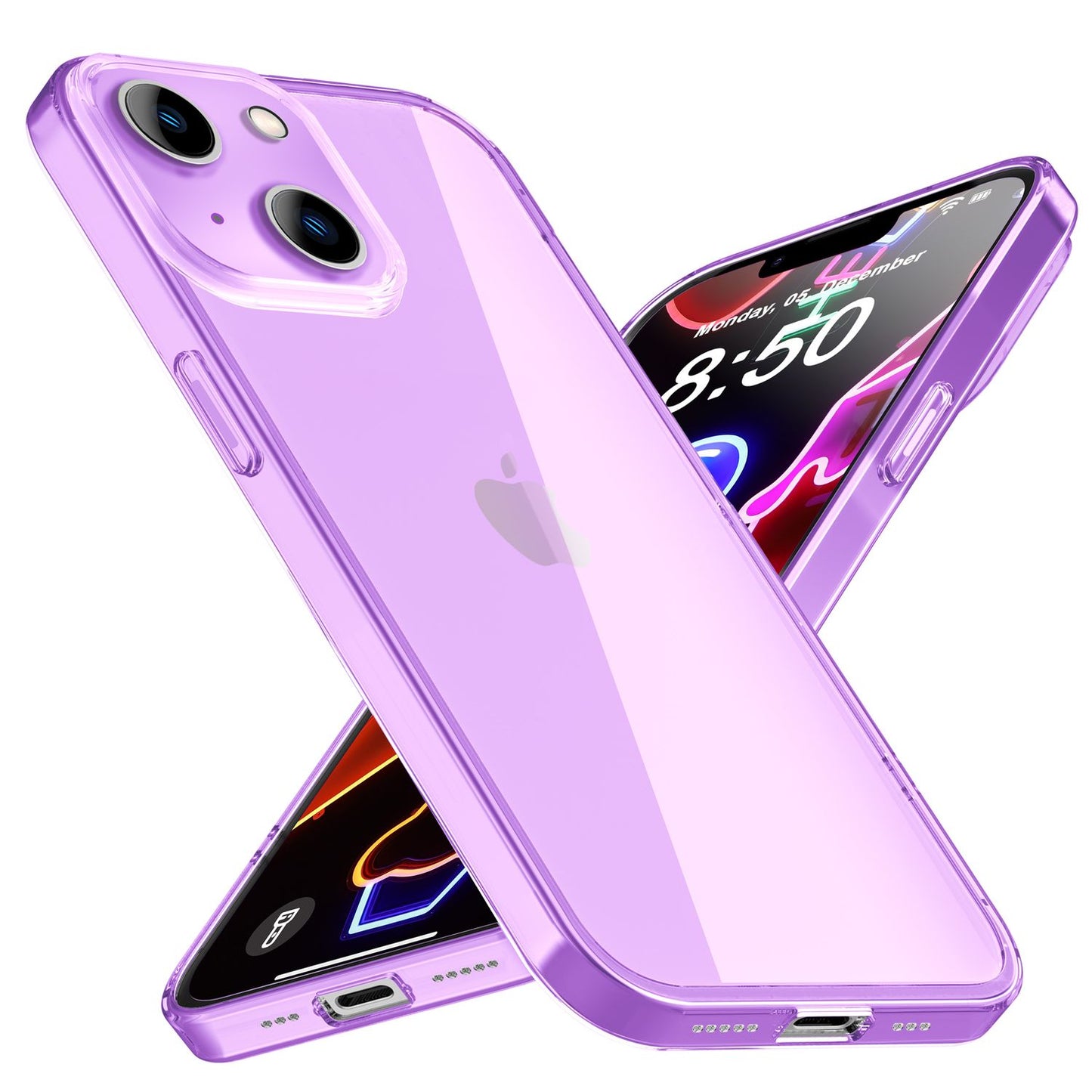 Neon Hülle für iPhone 14 Plus, Durchscheinend Bunt Handyhülle Schutzhülle Cover