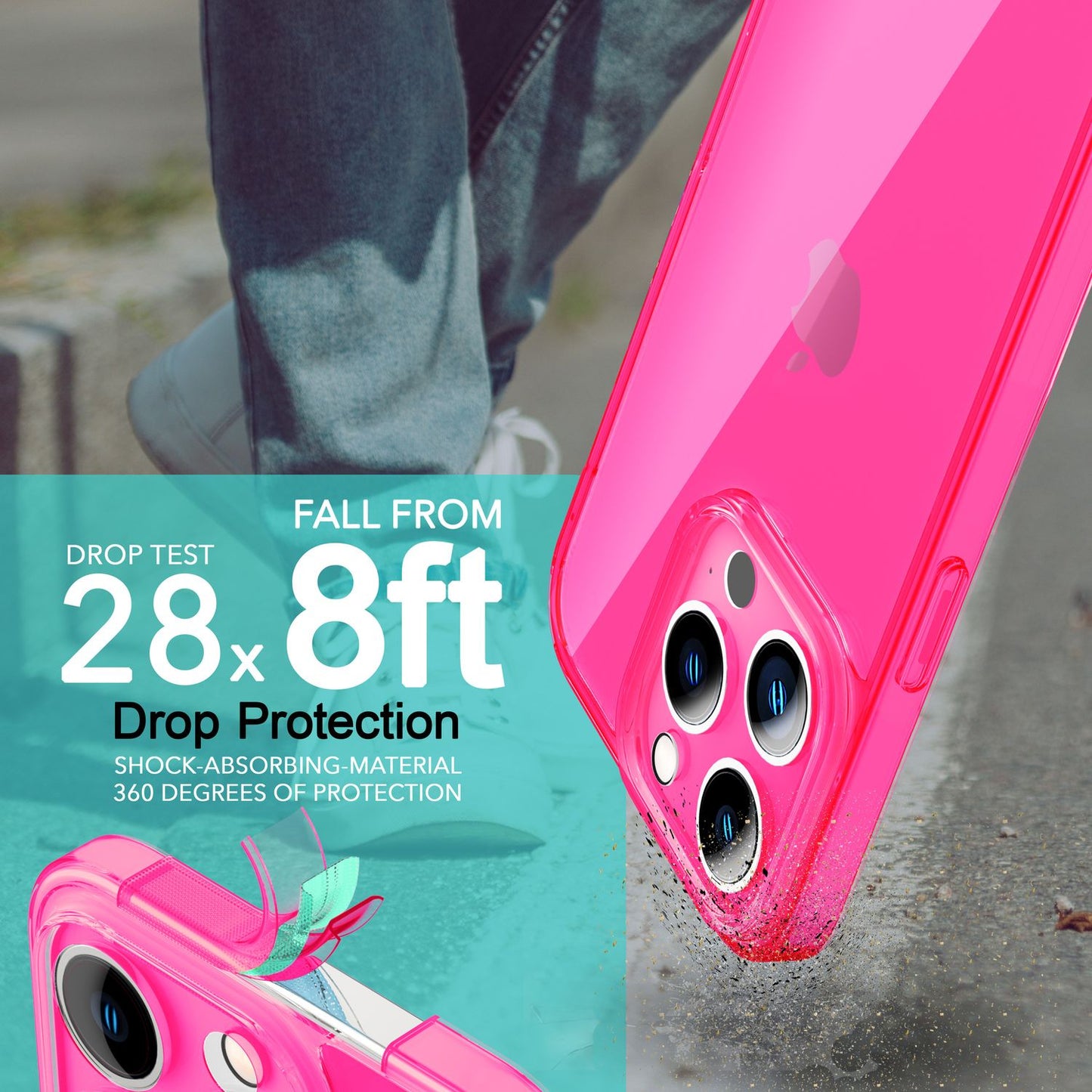 Neon Hülle für iPhone 14 Pro, Durchscheinend Bunt Handyhülle Cover Schutzhülle
